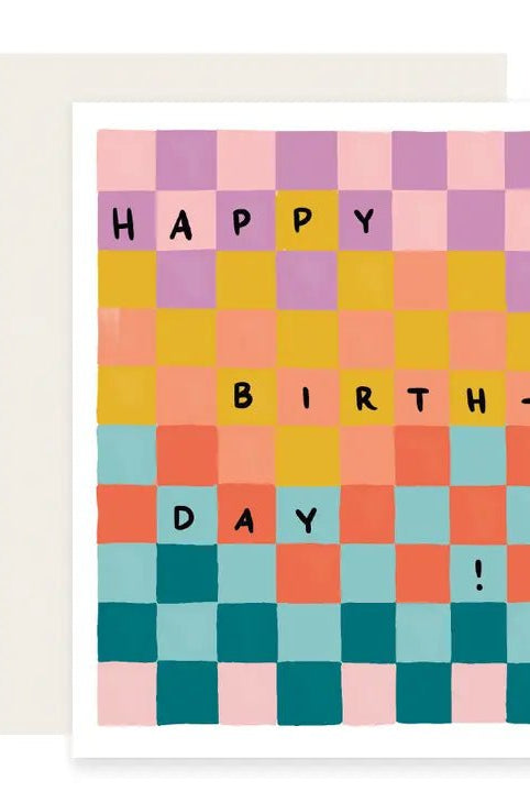 Rose & Lee Co Colorful Checkerboard Birthday Card Stationery
