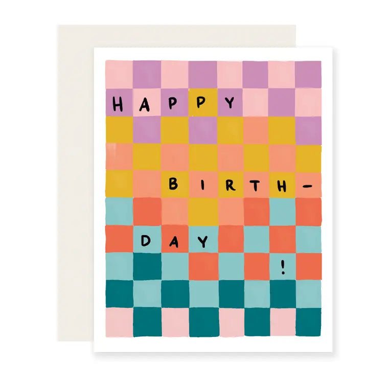 Rose & Lee Co Colorful Checkerboard Birthday Card Stationery