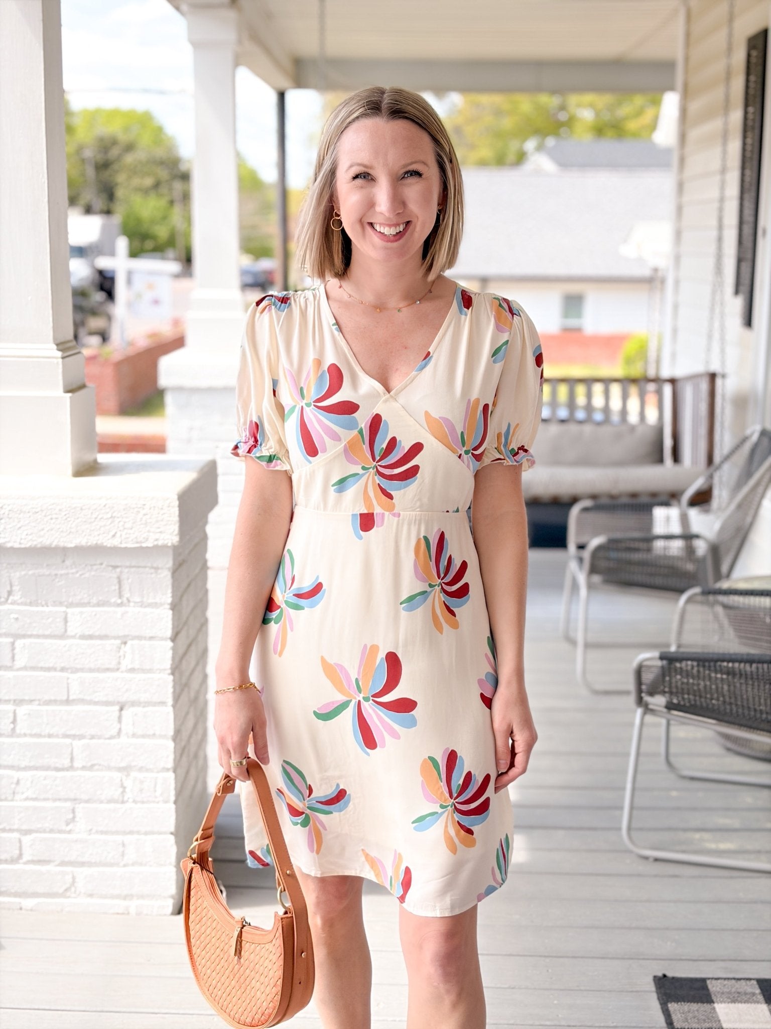 Rose & Lee Co Nina Dress, White Floral Work Dress