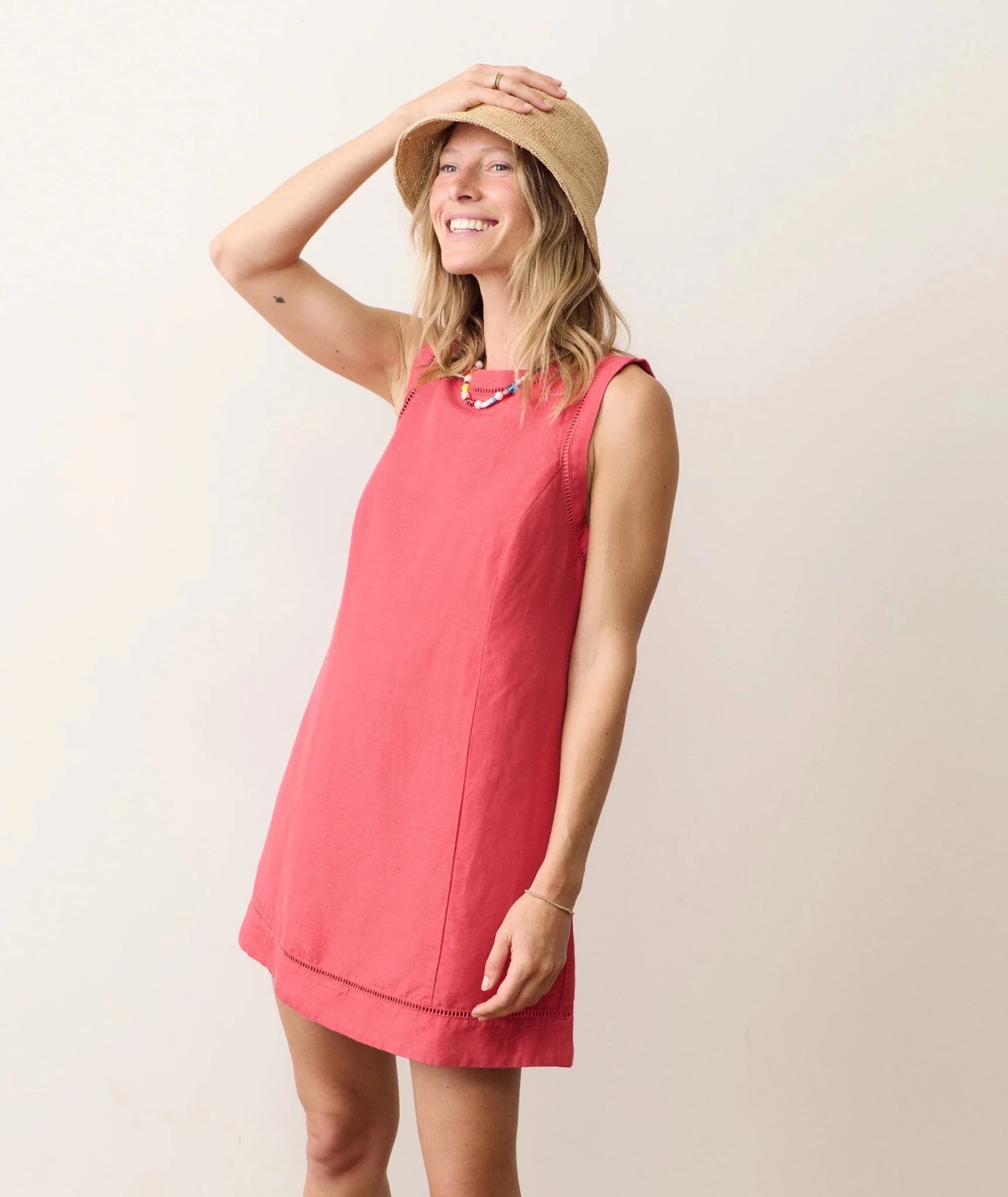 Rose & Lee Co Cora Linen Dress, Red by Marine Layer Work Dress
