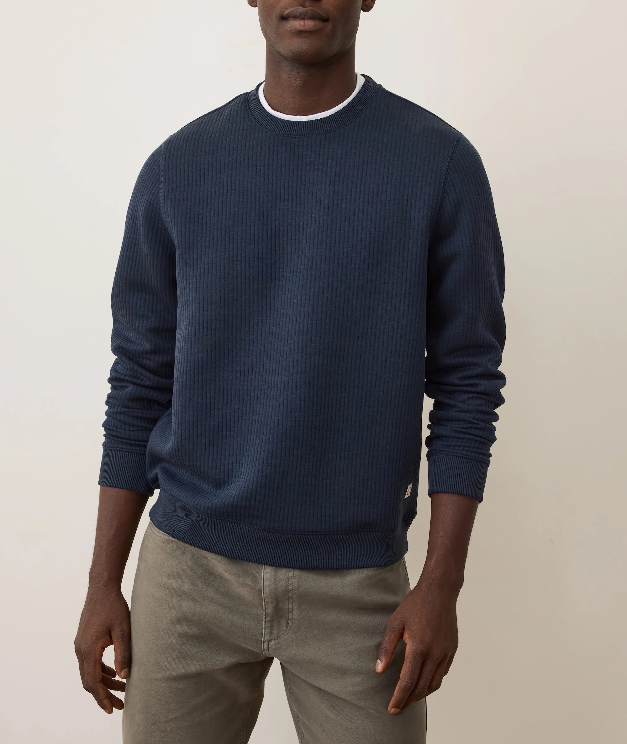 Navy Quilted Crewneck
