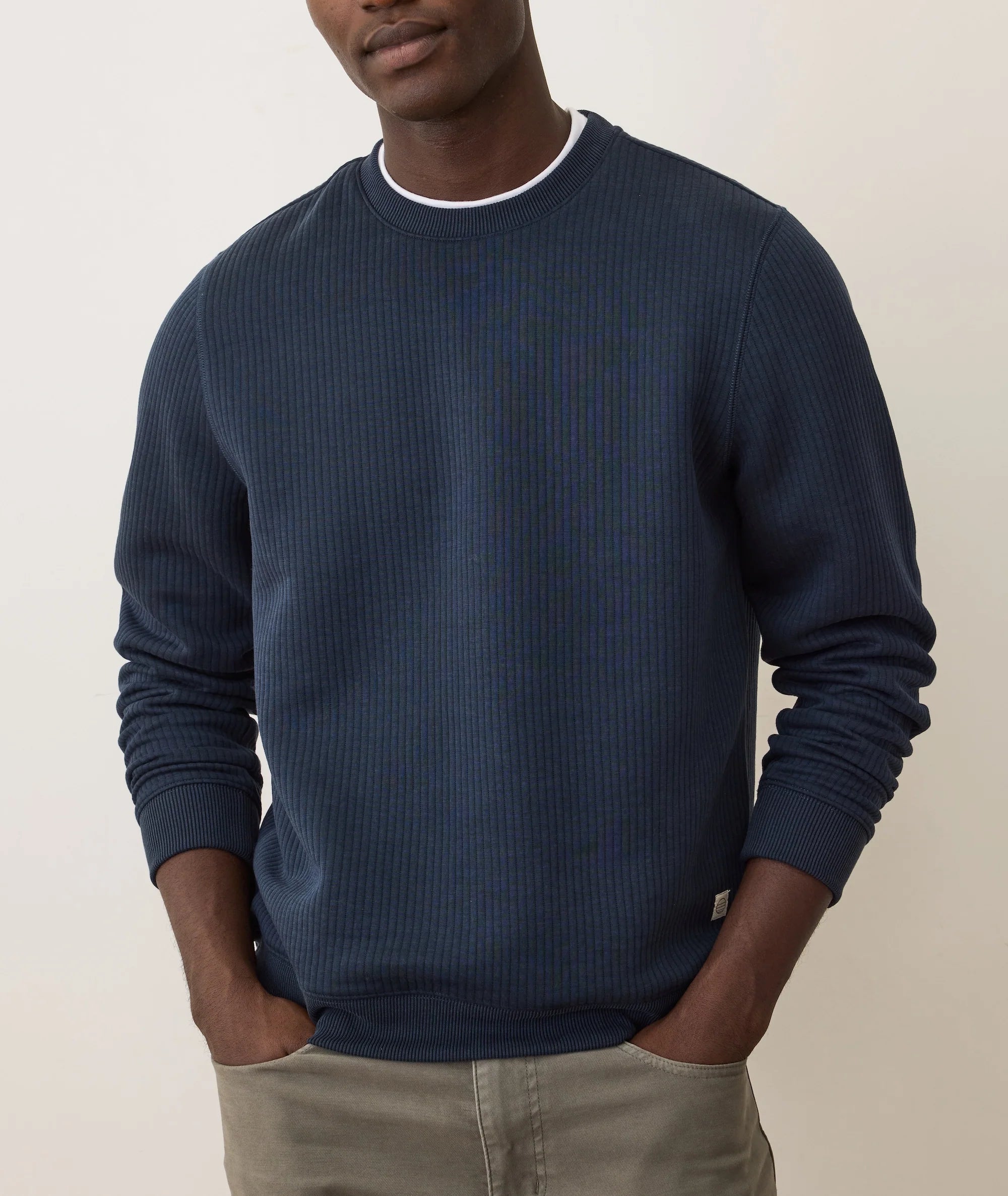 Navy Quilted Crewneck