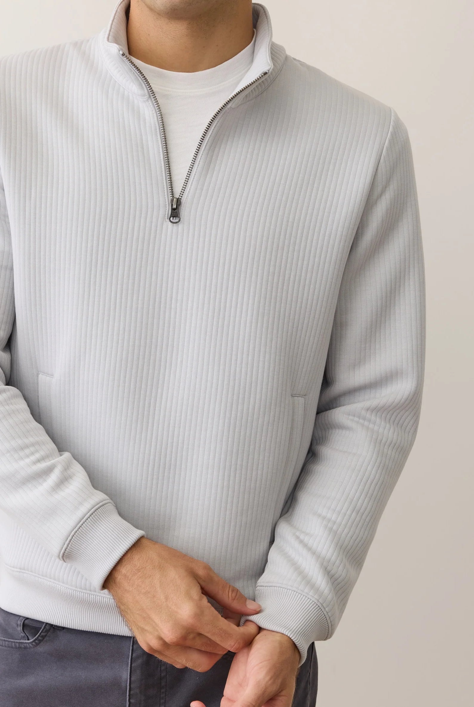 Light Grey Quilted Quarter Zip