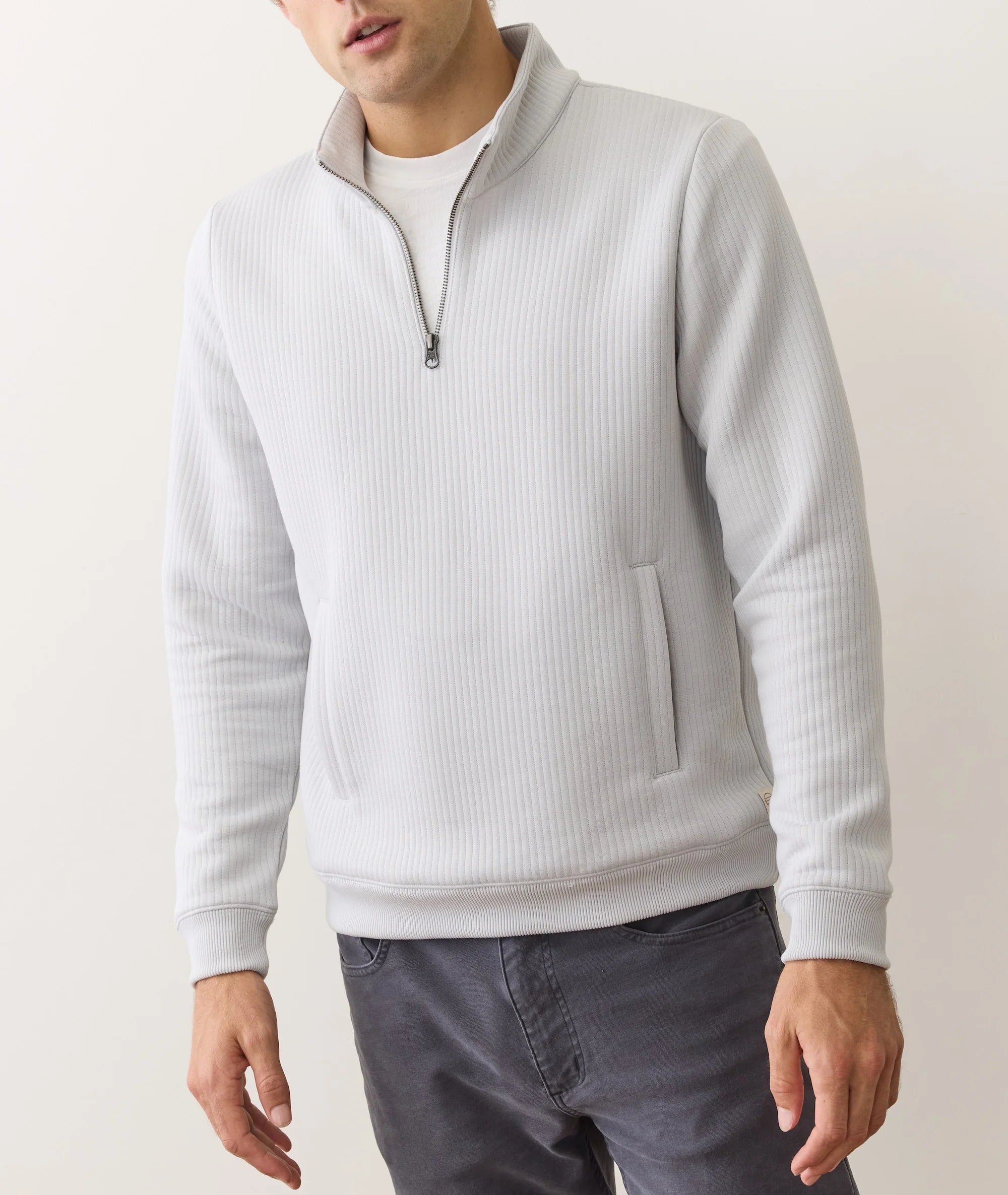 Light Grey Quilted Quarter Zip