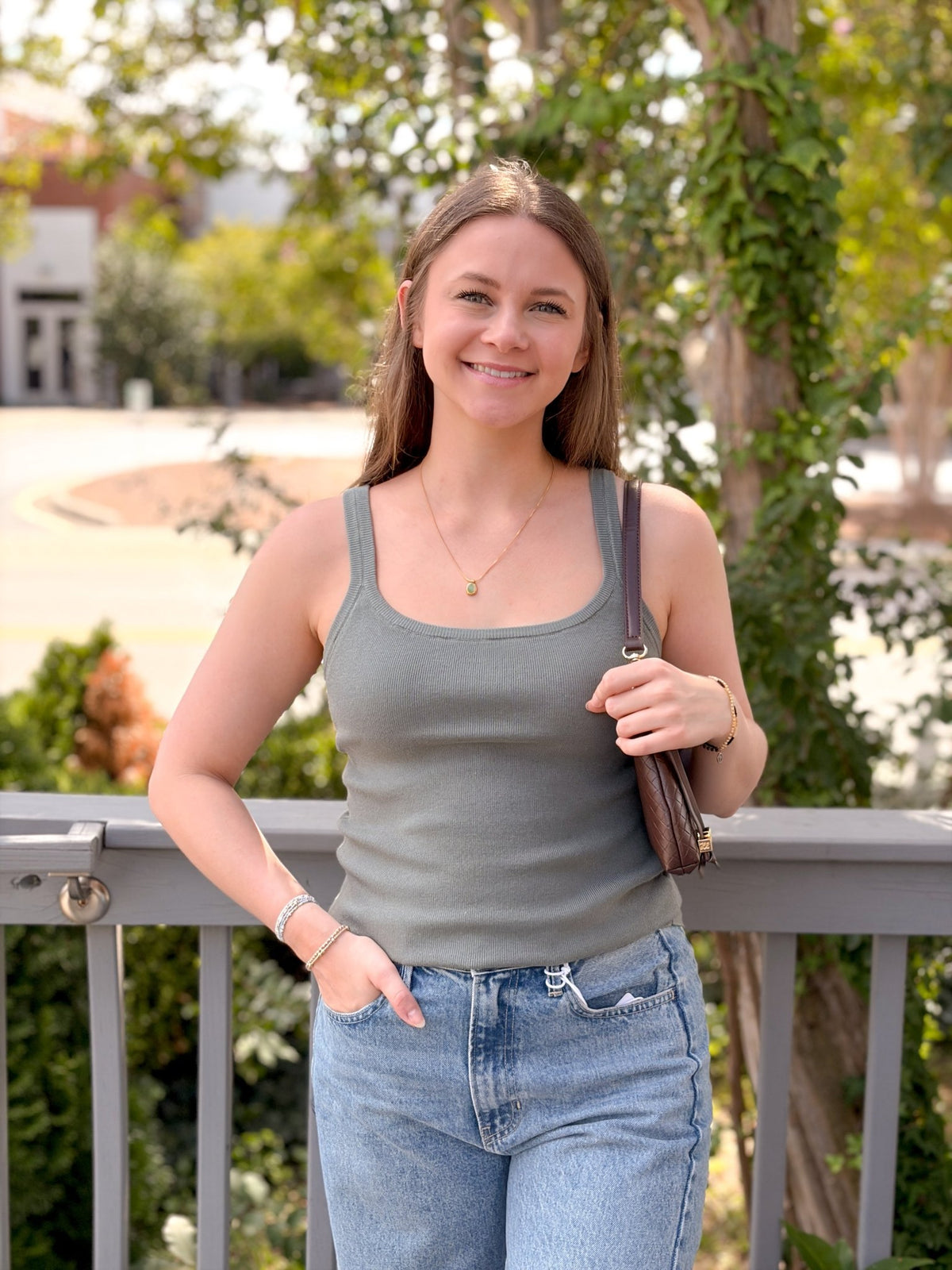 Rose & Lee Co Corinne Tank, Dark Sage Tanks