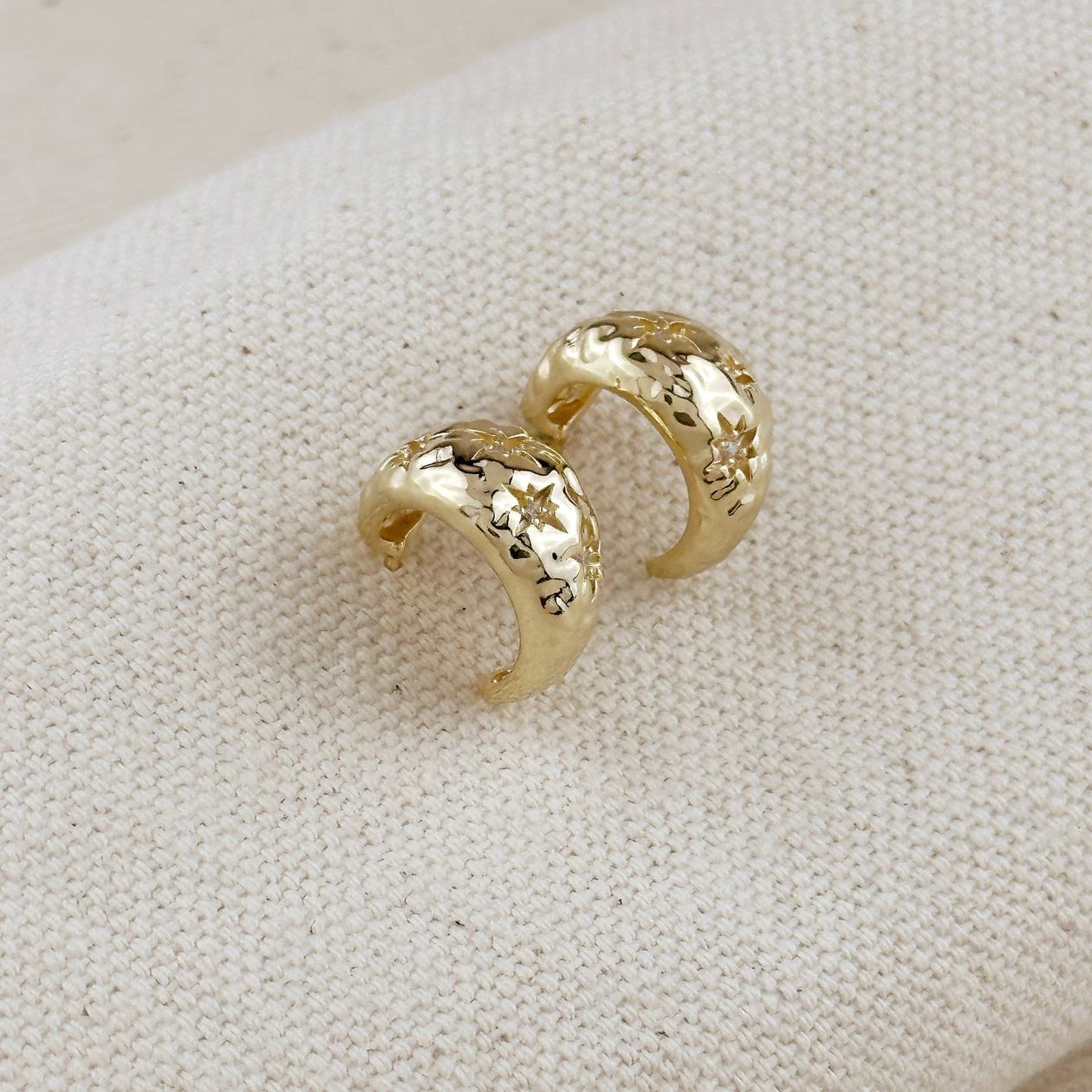 Rose & Lee Co Hammered Crescent Moon Earrings Earrings