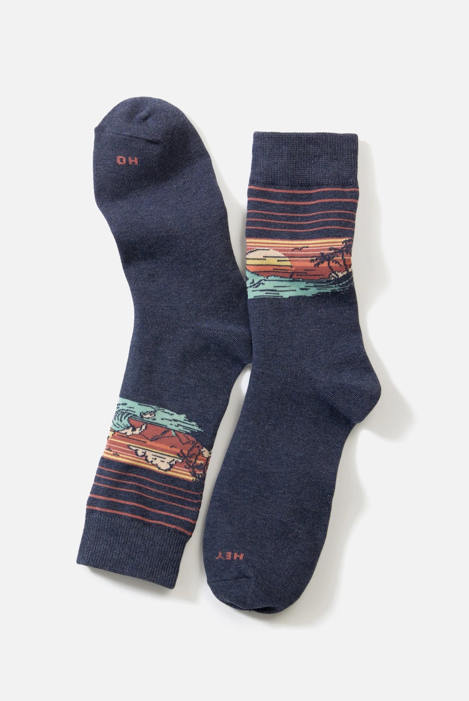Men's Navy Landscape Crew Socks