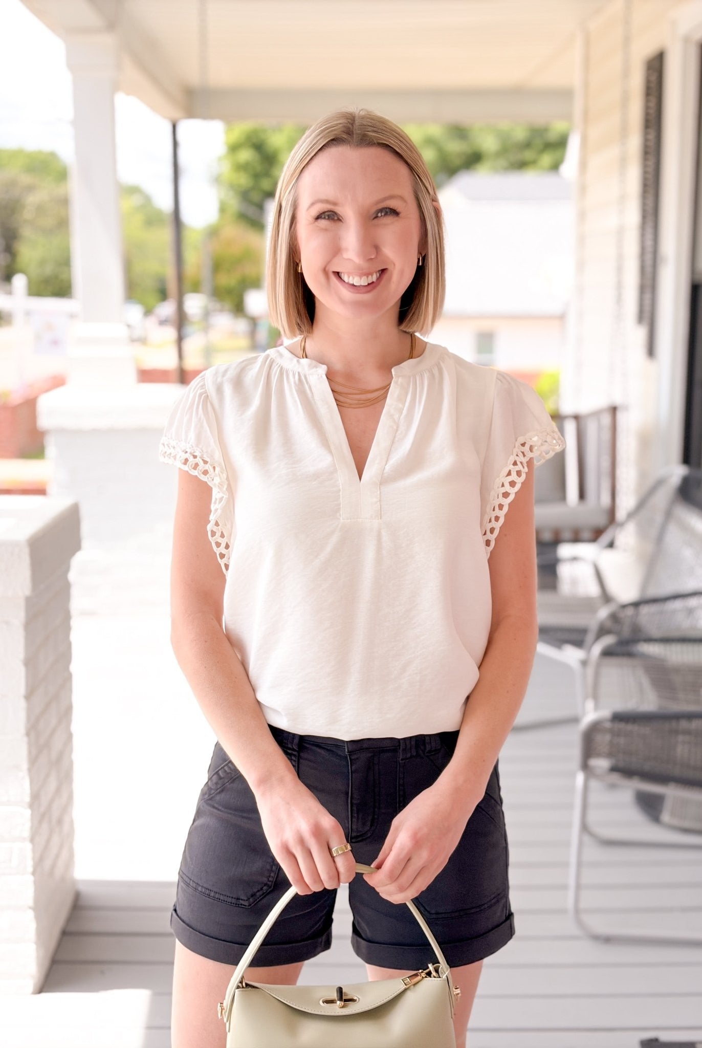 Rose & Lee Co Haylee Top, Off White Work Tops