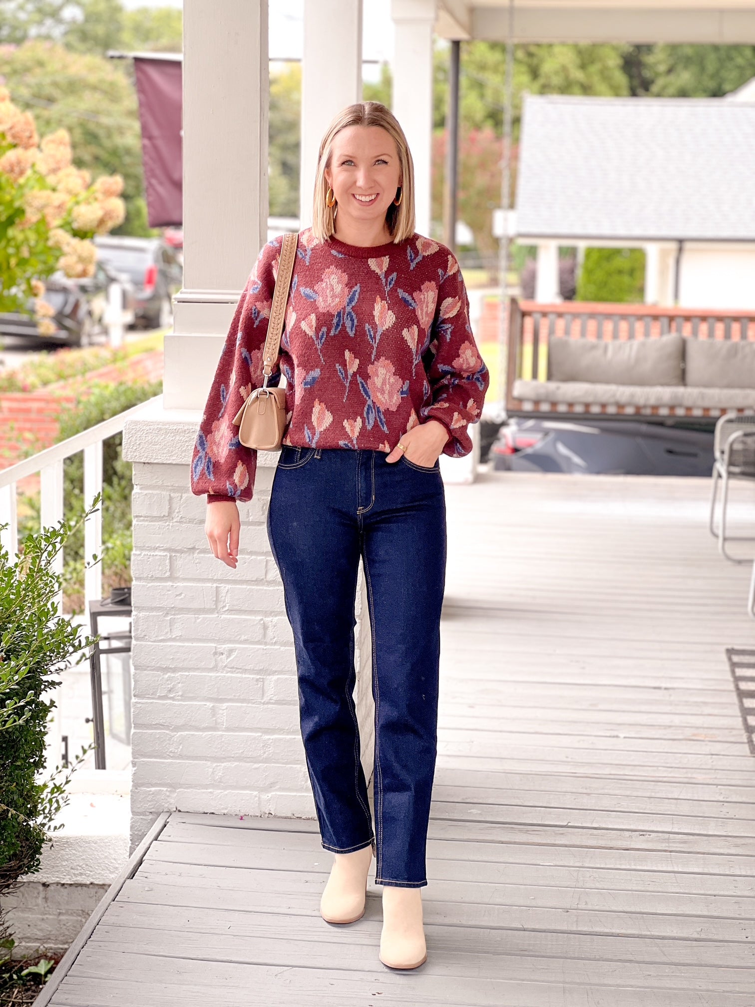 Mid Rise Dark Denim Straight Leg Jeans