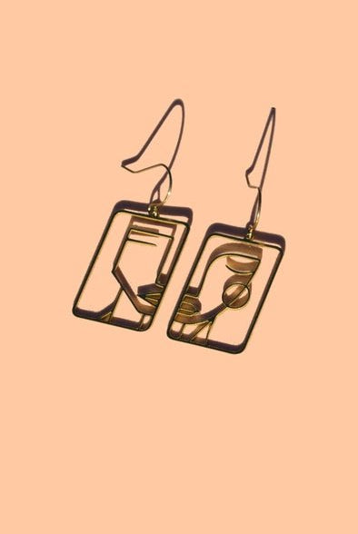 Rose & Lee Co Two Faced Earrings, Gold Earrings