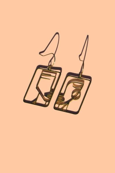 Rose & Lee Co Two Faced Earrings, Gold Earrings