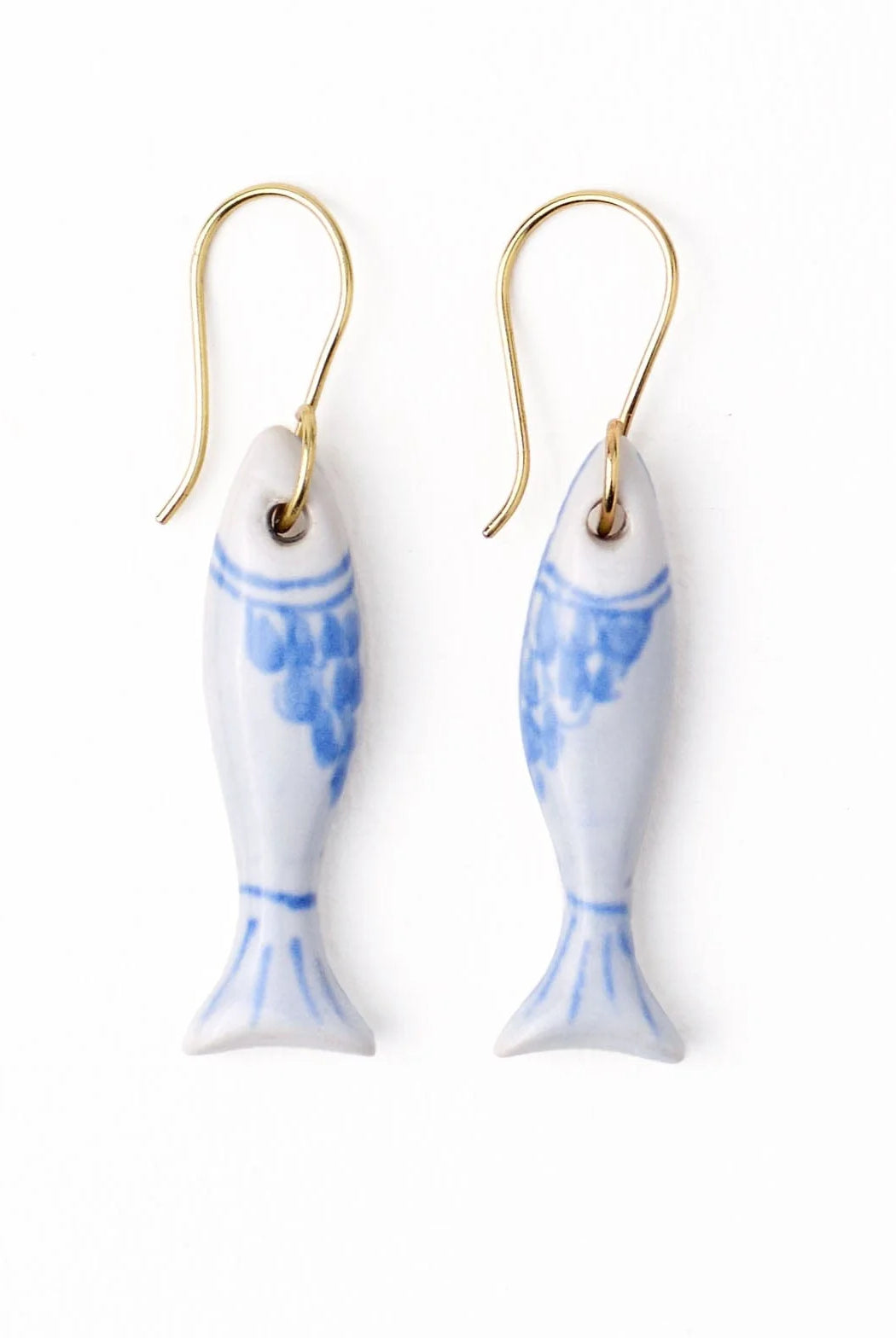 Rose & Lee Co Danielle Fish Earrings, Blue + White Earrings
