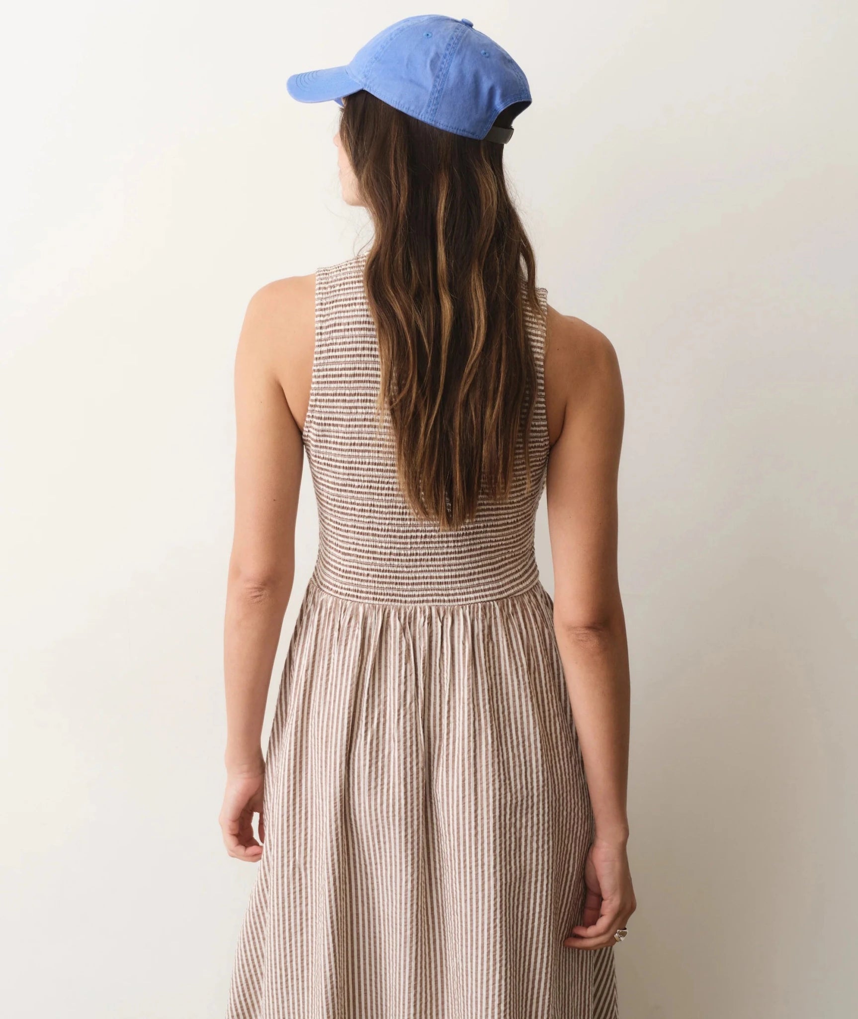 Rose & Lee Co Darcy Dress, Mocha Stripe by Marine Layer Casual Dresses