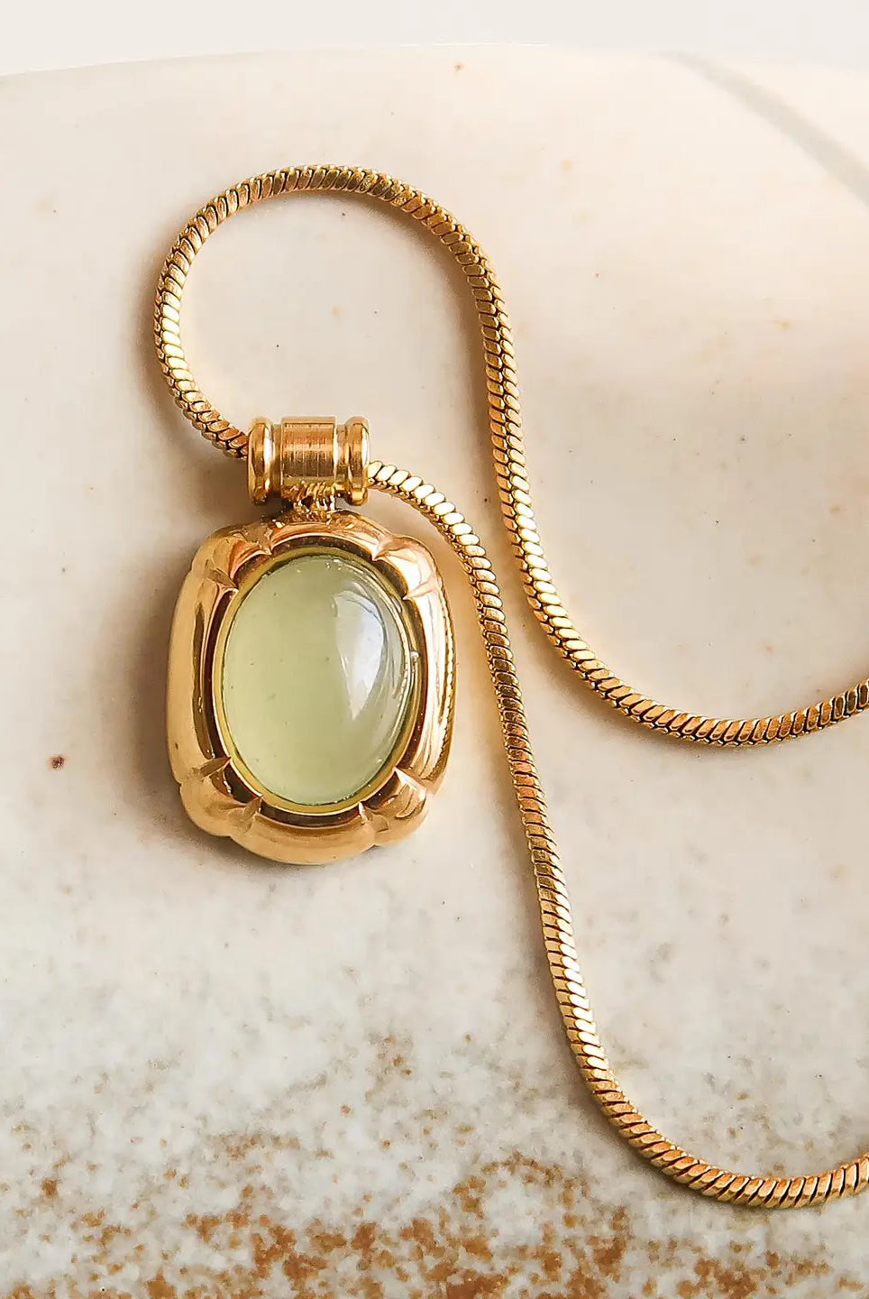 Rose & Lee Co Dax Green Stone Necklace, 18k Gold Necklaces