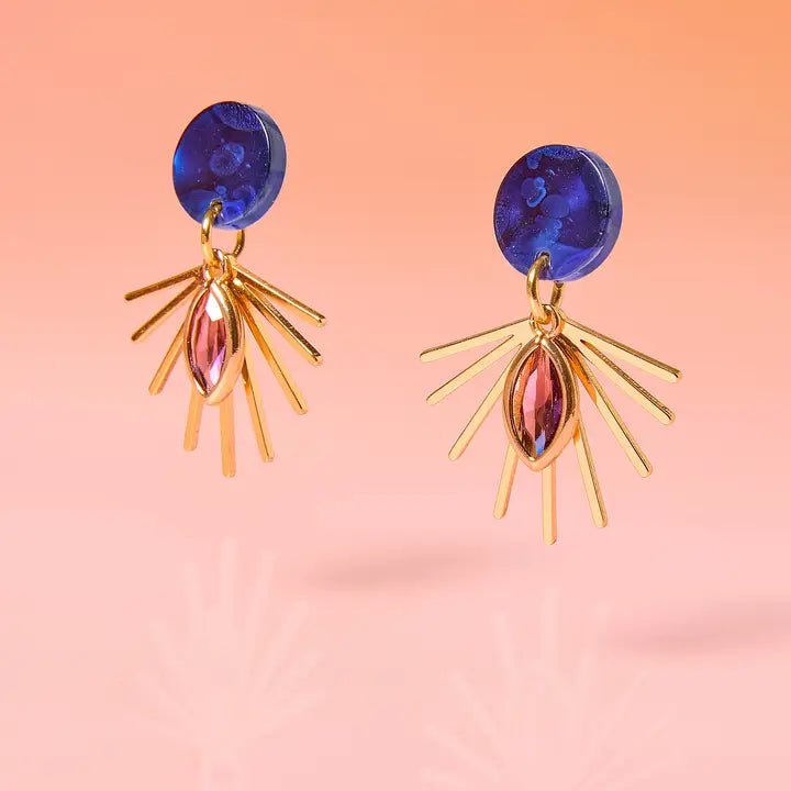 Rose & Lee Co Deep Blue and Purple Small Dangles Earrings