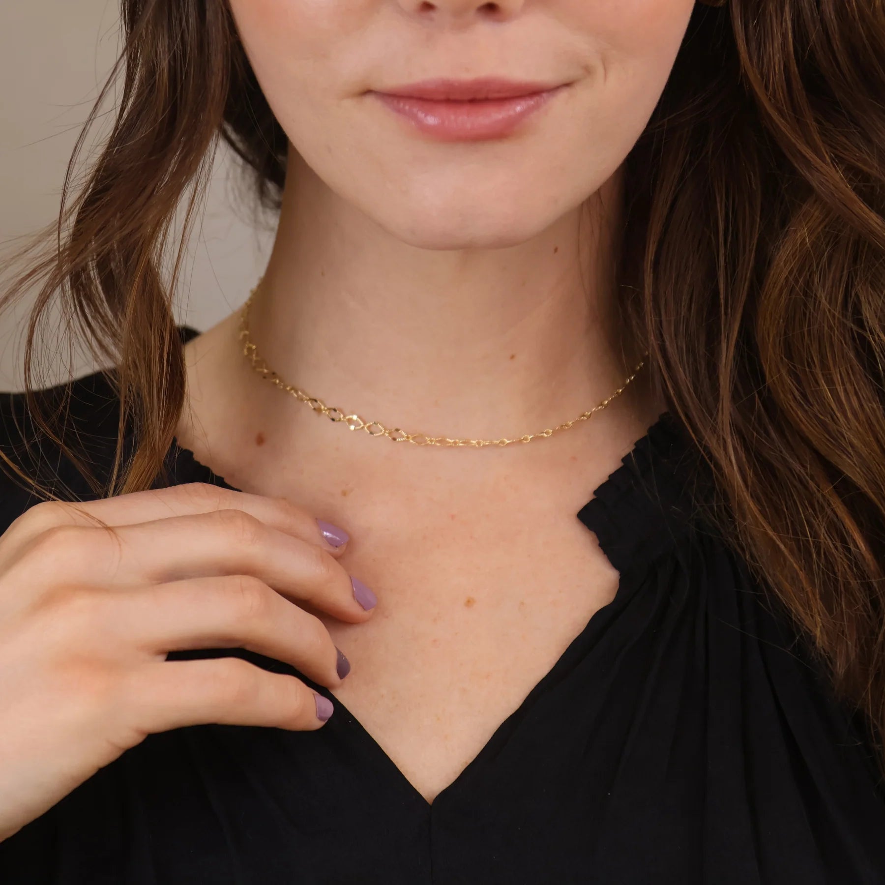 18k Gold Filled Diamond Cut Detailed Chain Necklace