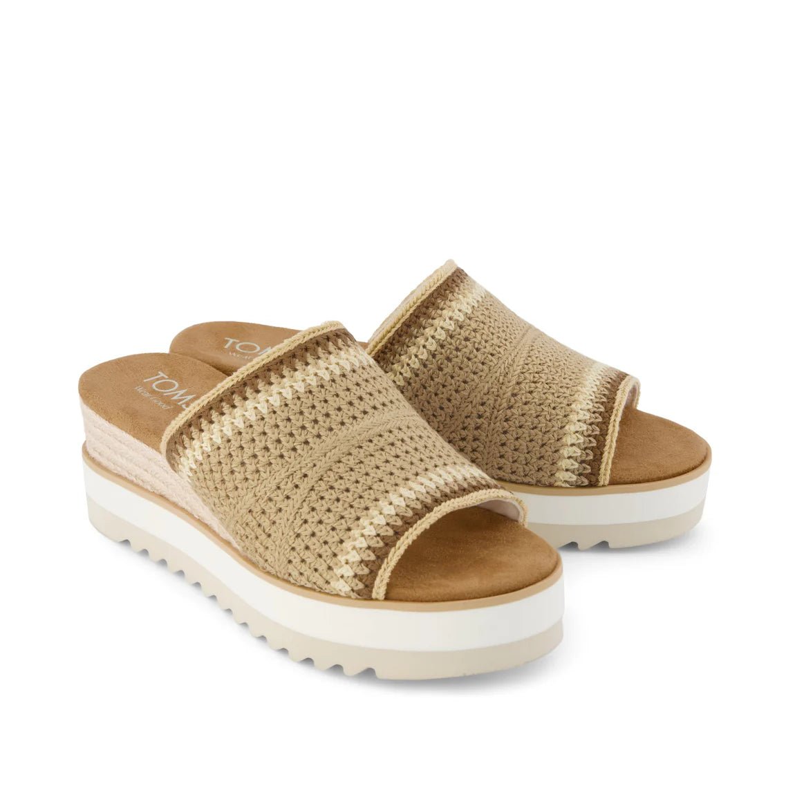 Rose & Lee Co Diana Mule Wedge Sandal, Almond Crochet Accessories