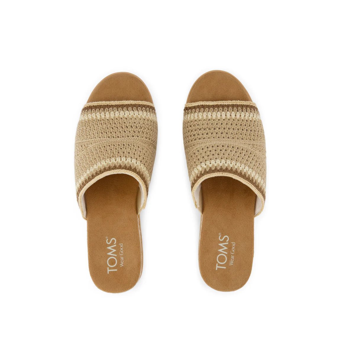 Rose & Lee Co Diana Mule Wedge Sandal, Almond Crochet Accessories