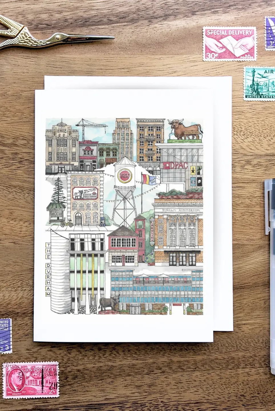 Rose & Lee Co Downtown Durham NC Notecard Stationery