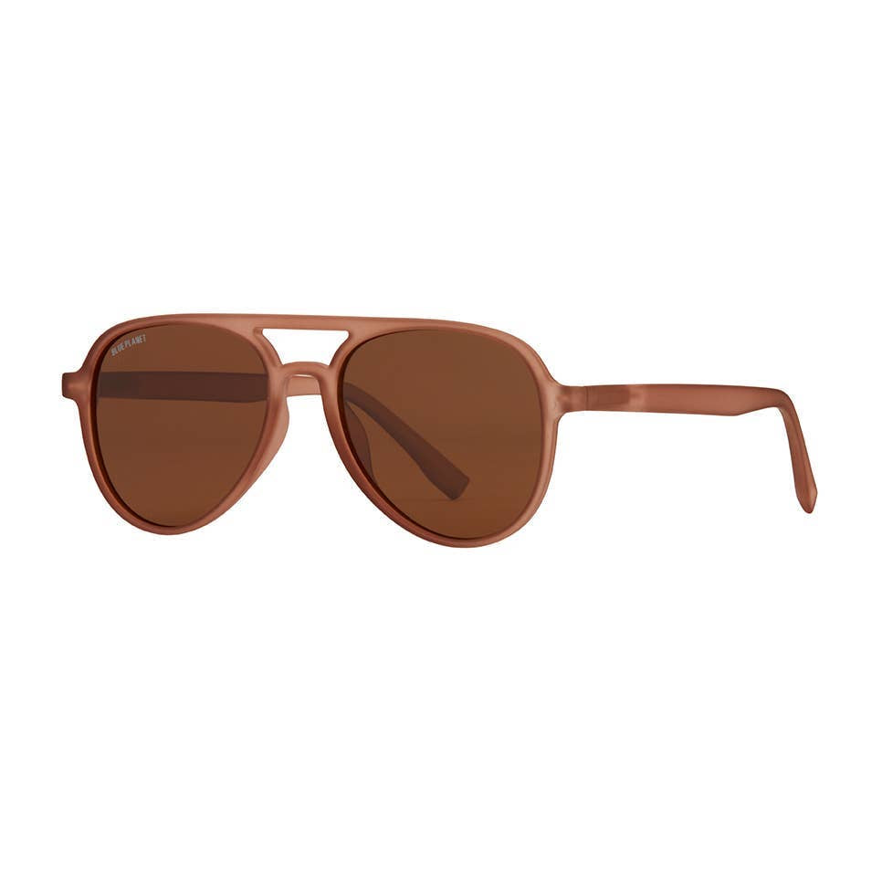 Soft Mocha + Brown Polarized Lens Aviator Sunglasses
