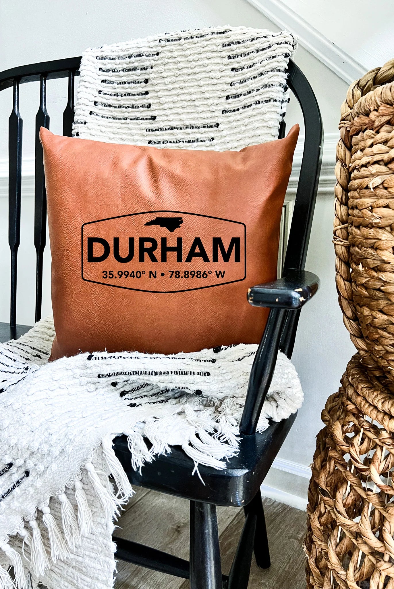 Rose & Lee Co Durham, NC Coordinates Leather Pillow Home & Gifts