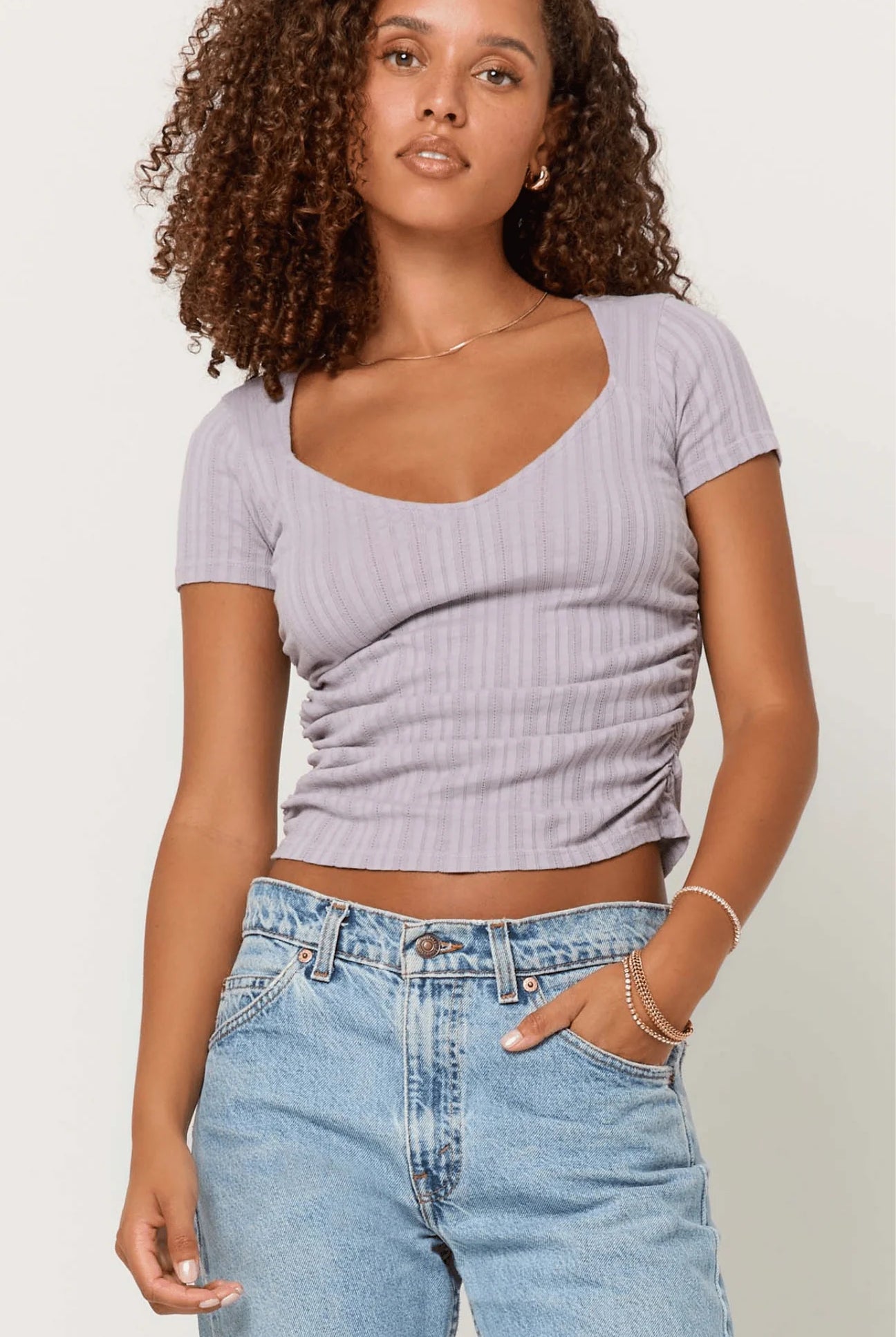 Rose & Lee Co Dylana Top, Violet Stone by Project Social T Short Sleeve