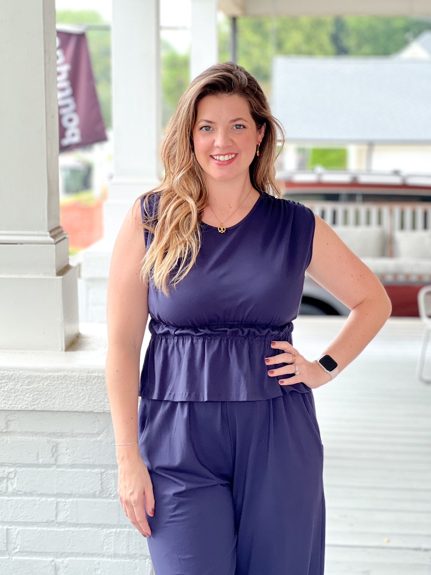 Navy Sleeveless Tank Top