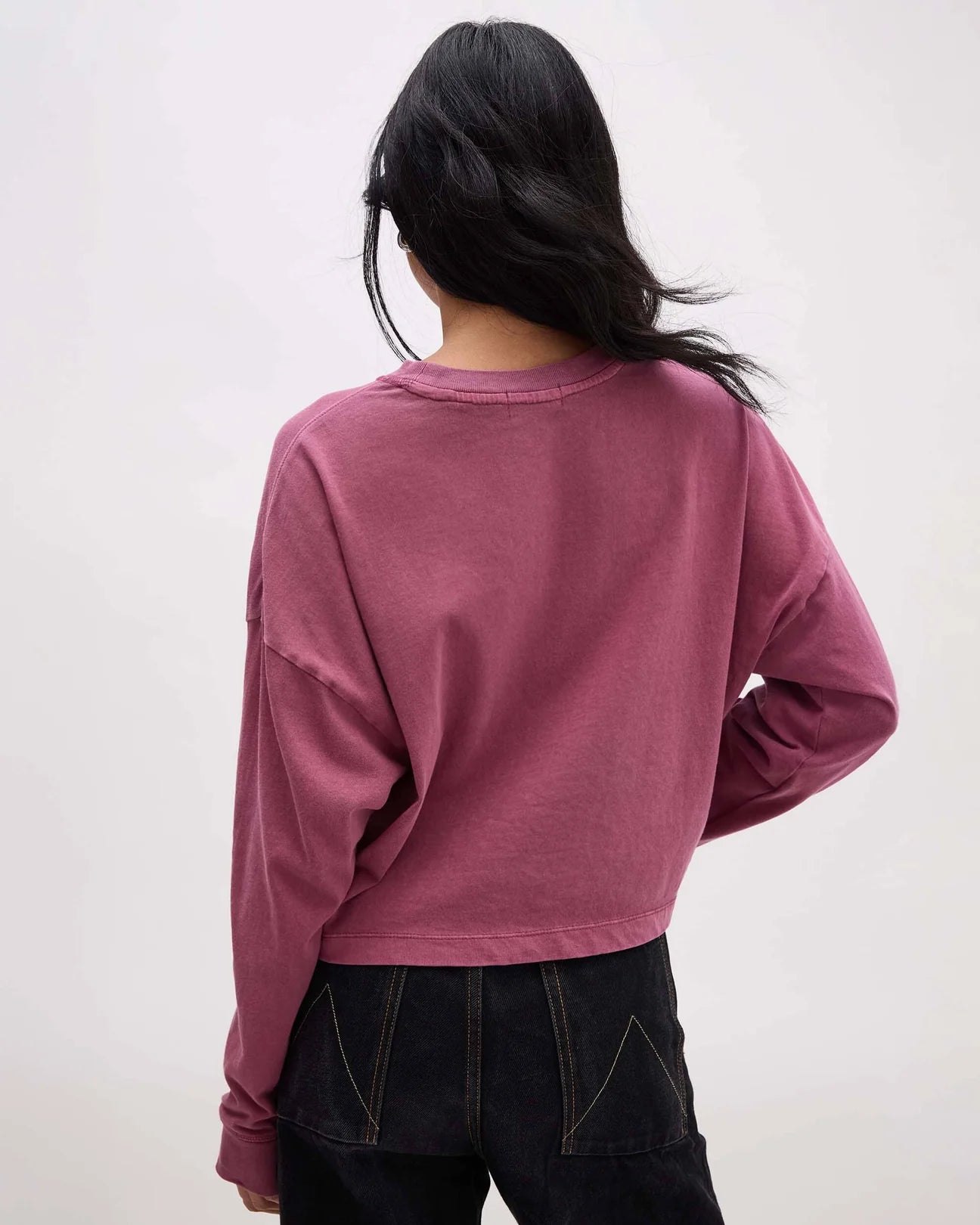 Burgundy Long Sleeve Cropped Top