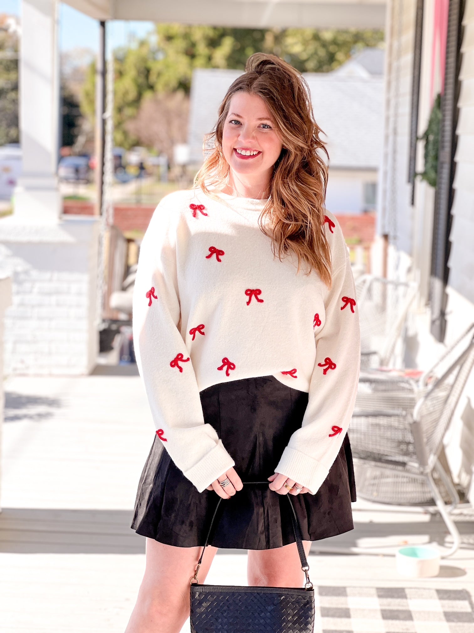 black mini length skirt