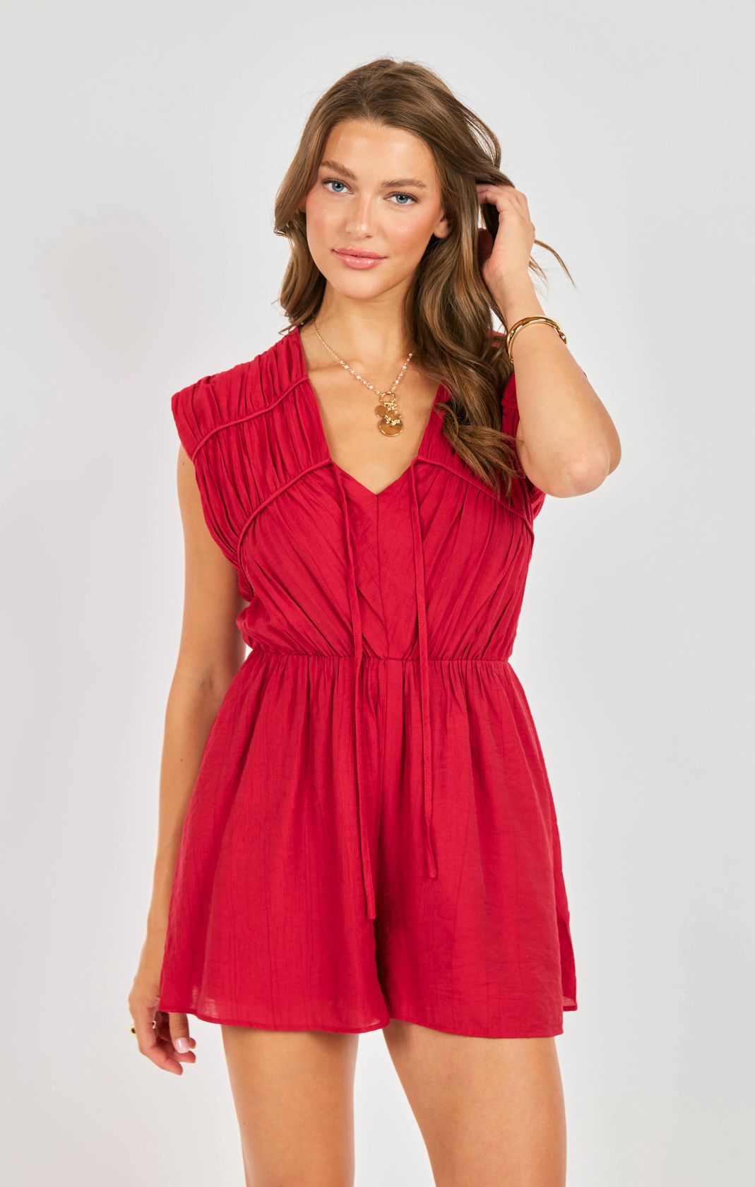 Rose & Lee Co Erin Romper, Red Romper