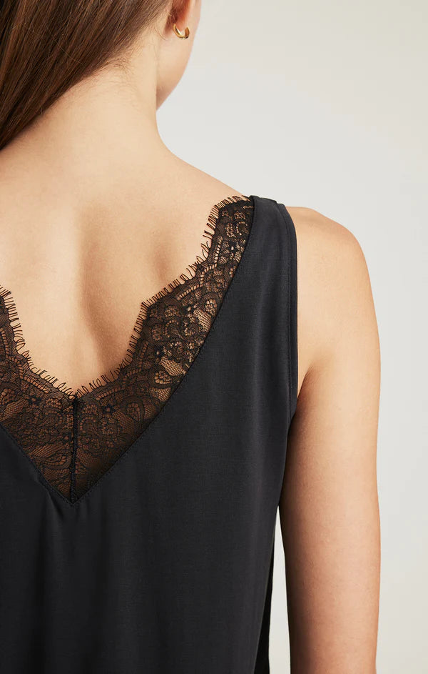 Black Tank Top with Lace Back