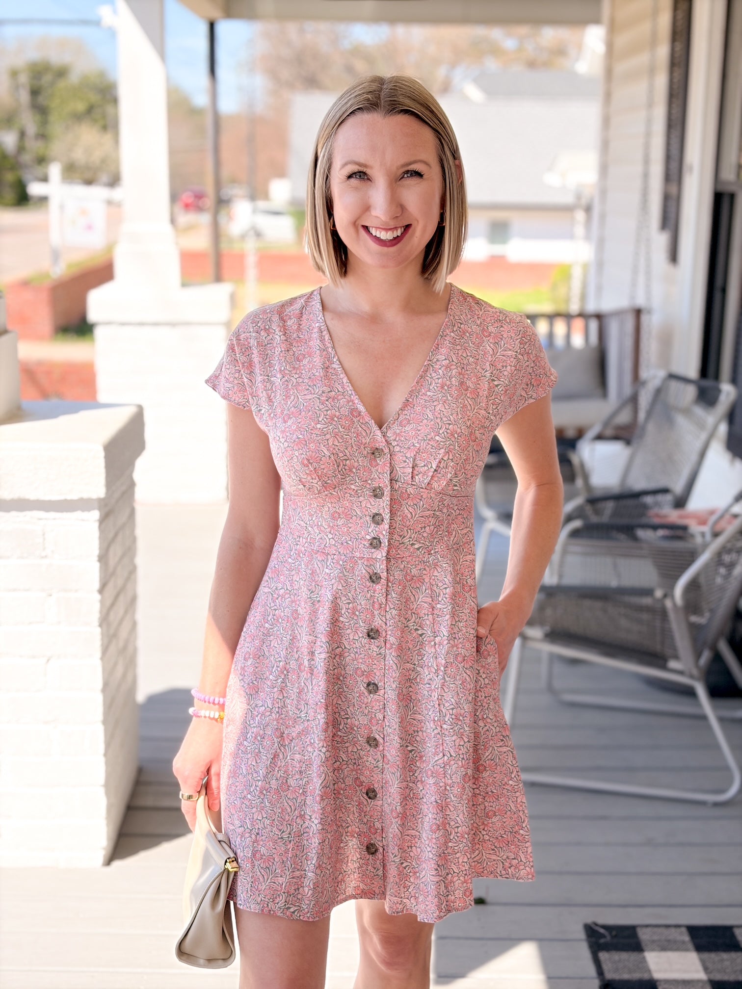 Floral Mini Length Flutter Sleeve Dress