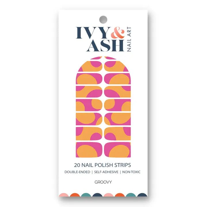 Rose & Lee Co Nail Wraps, Groovy Neon Pink & Orange Swirl Bath & Body