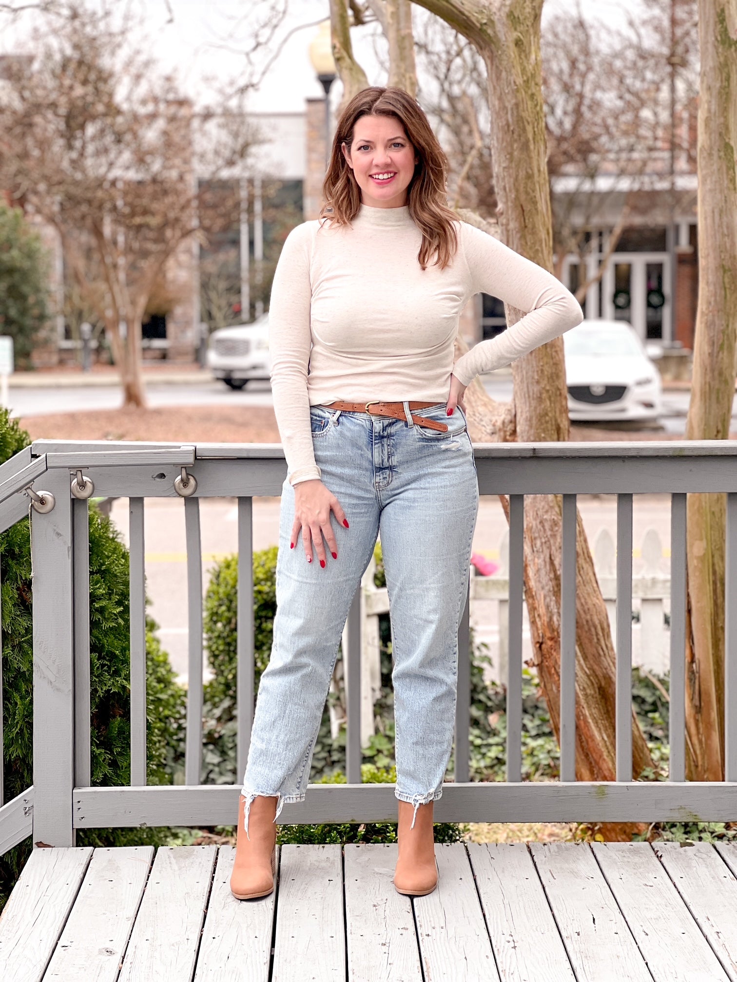 Oatmeal Long Sleeve Turtleneck Top