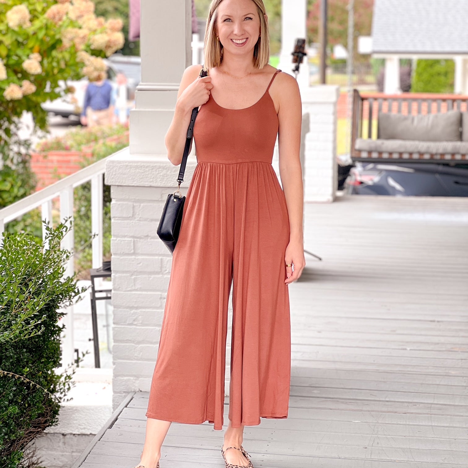 Brown Nutshell Sleeveless Wide Leg Jumpsuit