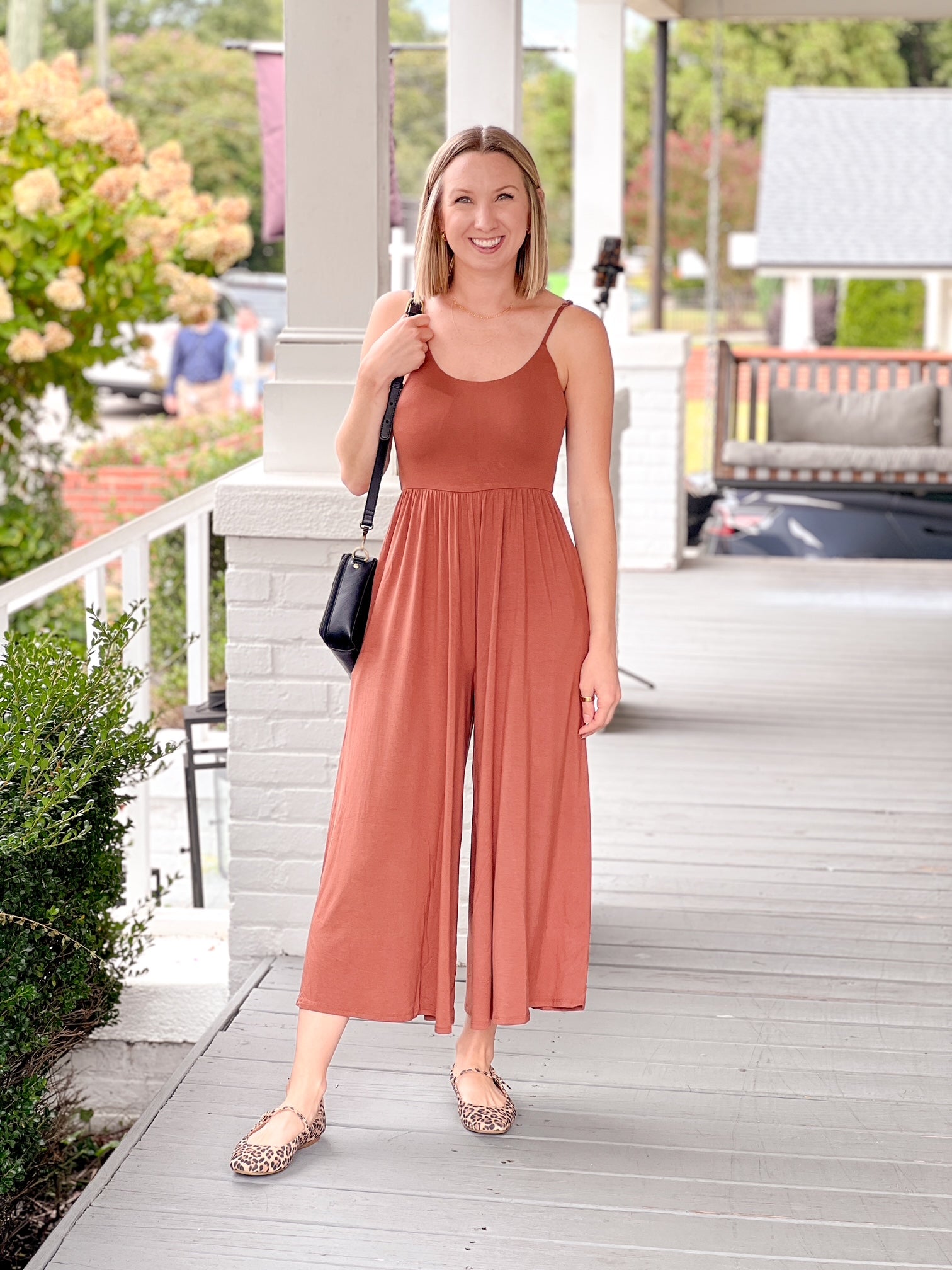 Brown Nutshell Sleeveless Wide Leg Jumpsuit