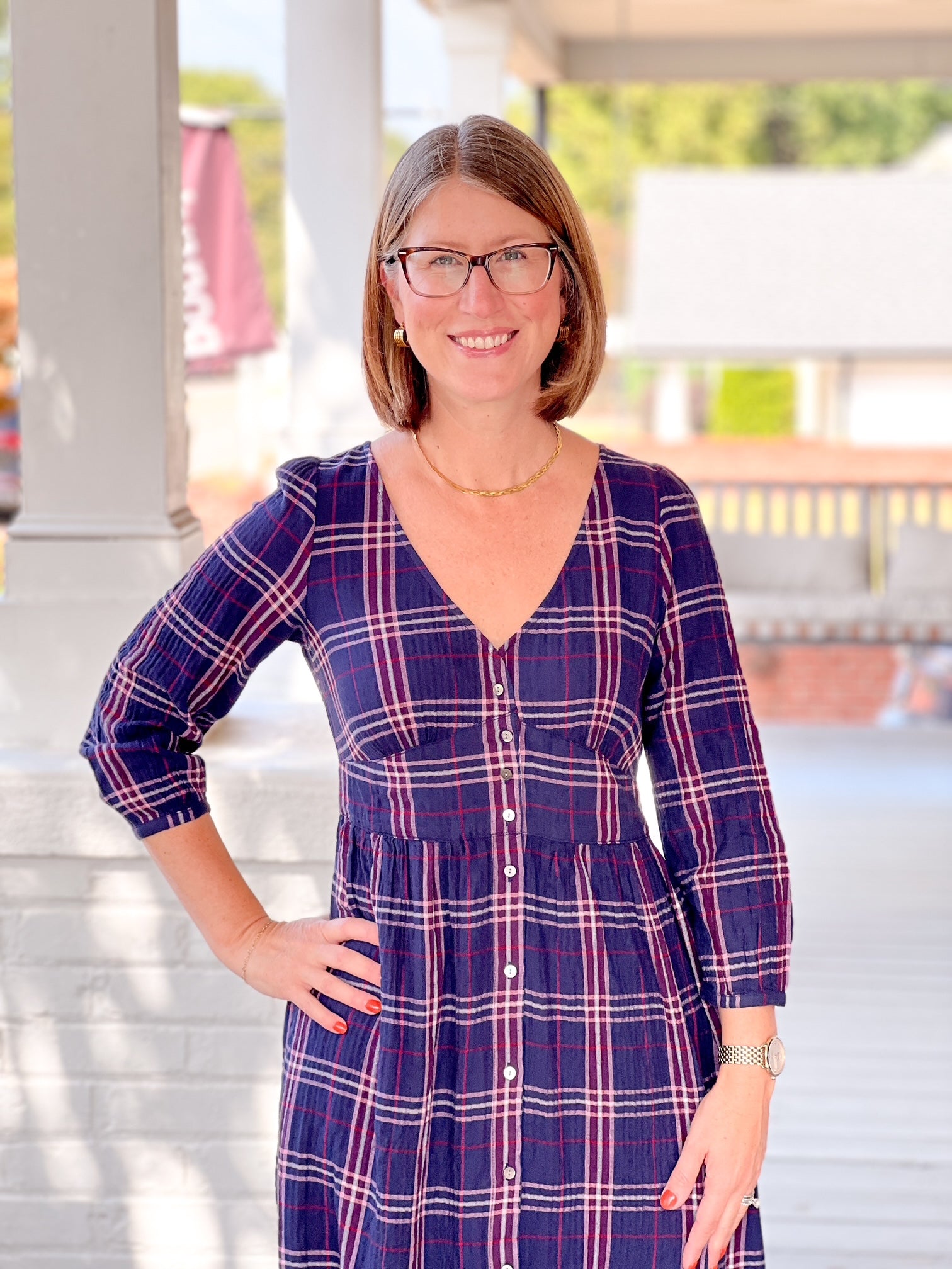 Maeve Midi Dress by Marine Layer Twilight Plaid Ethical Women's Boutique NC