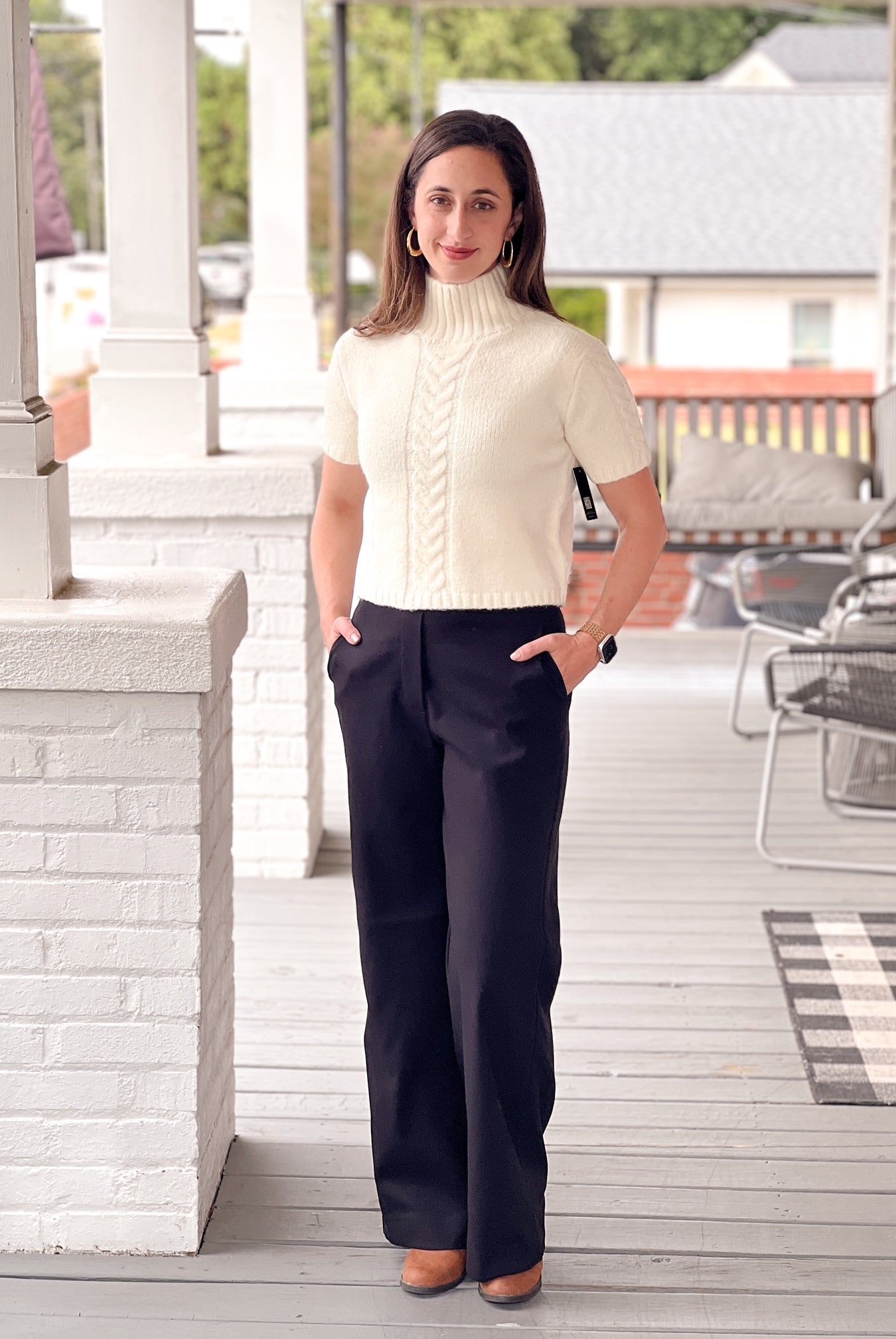 black straight leg work pant