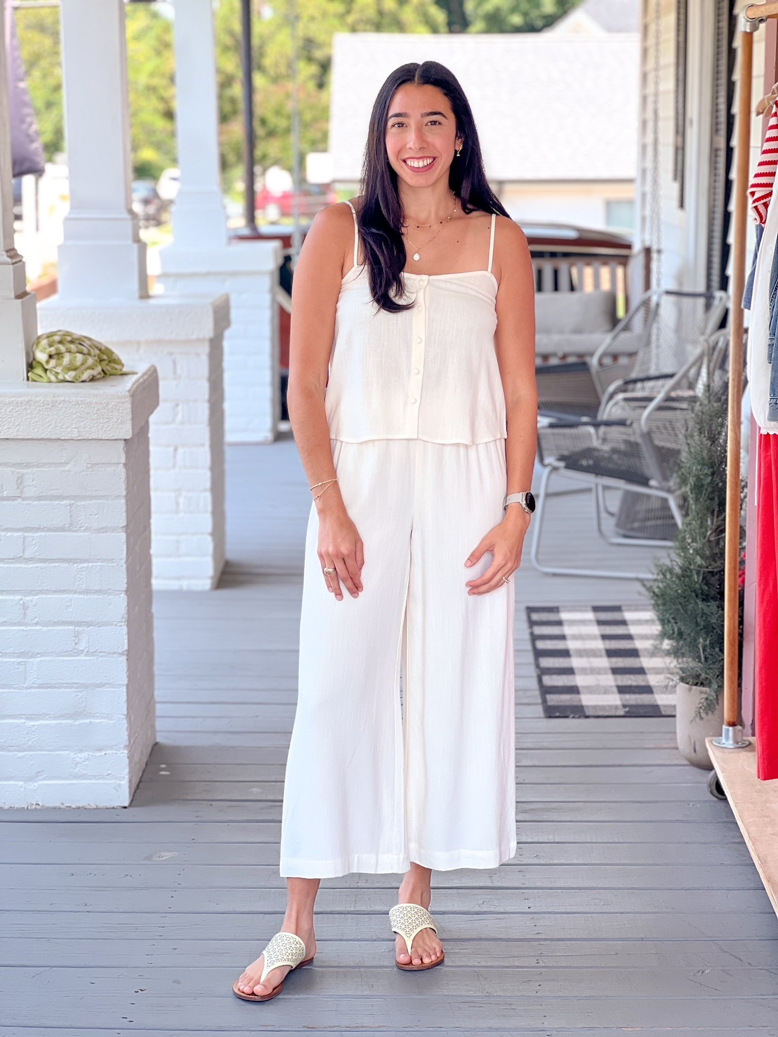white tank with button up front detaii