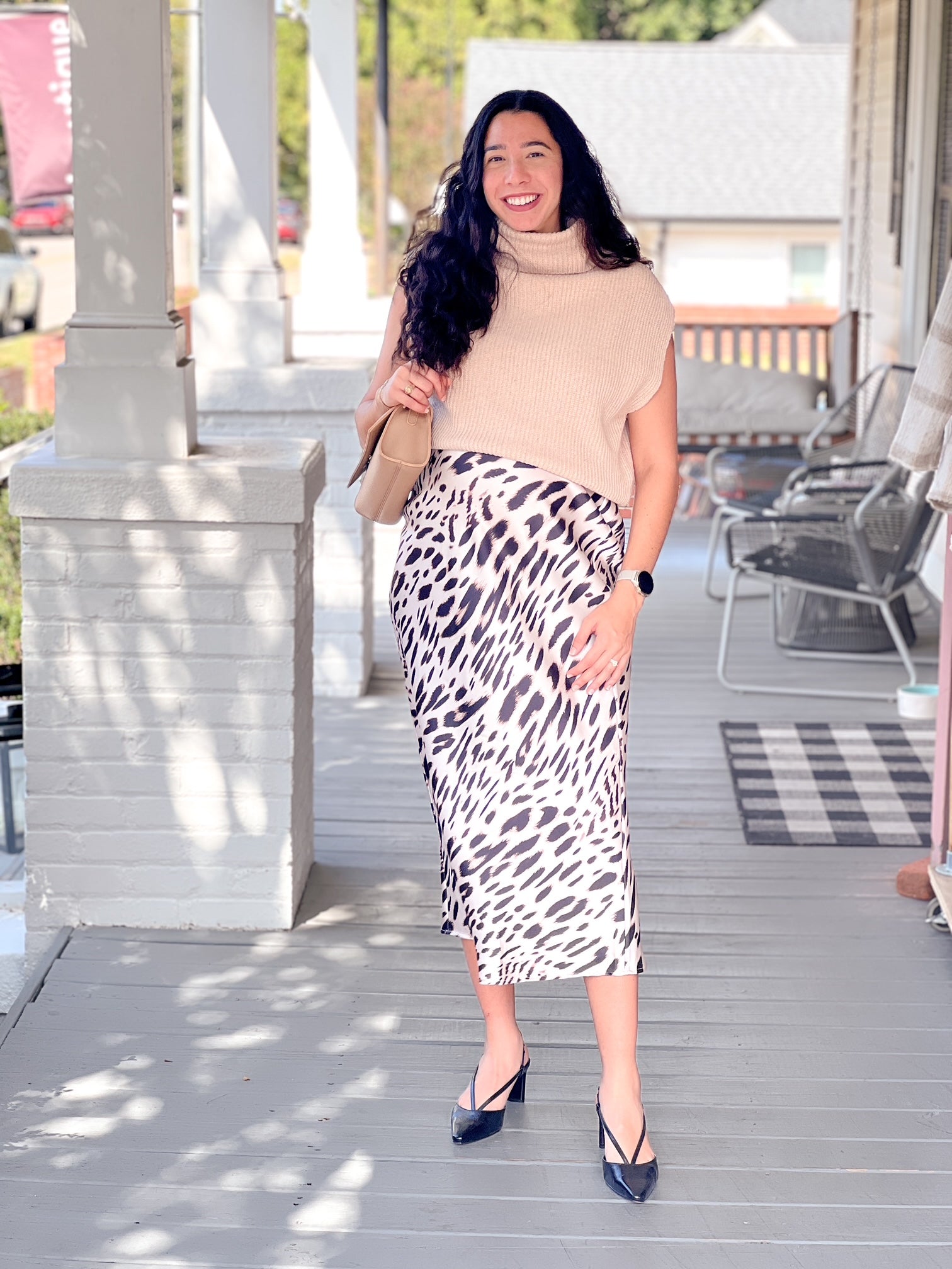 Cream Ribbed Turtleneck Top