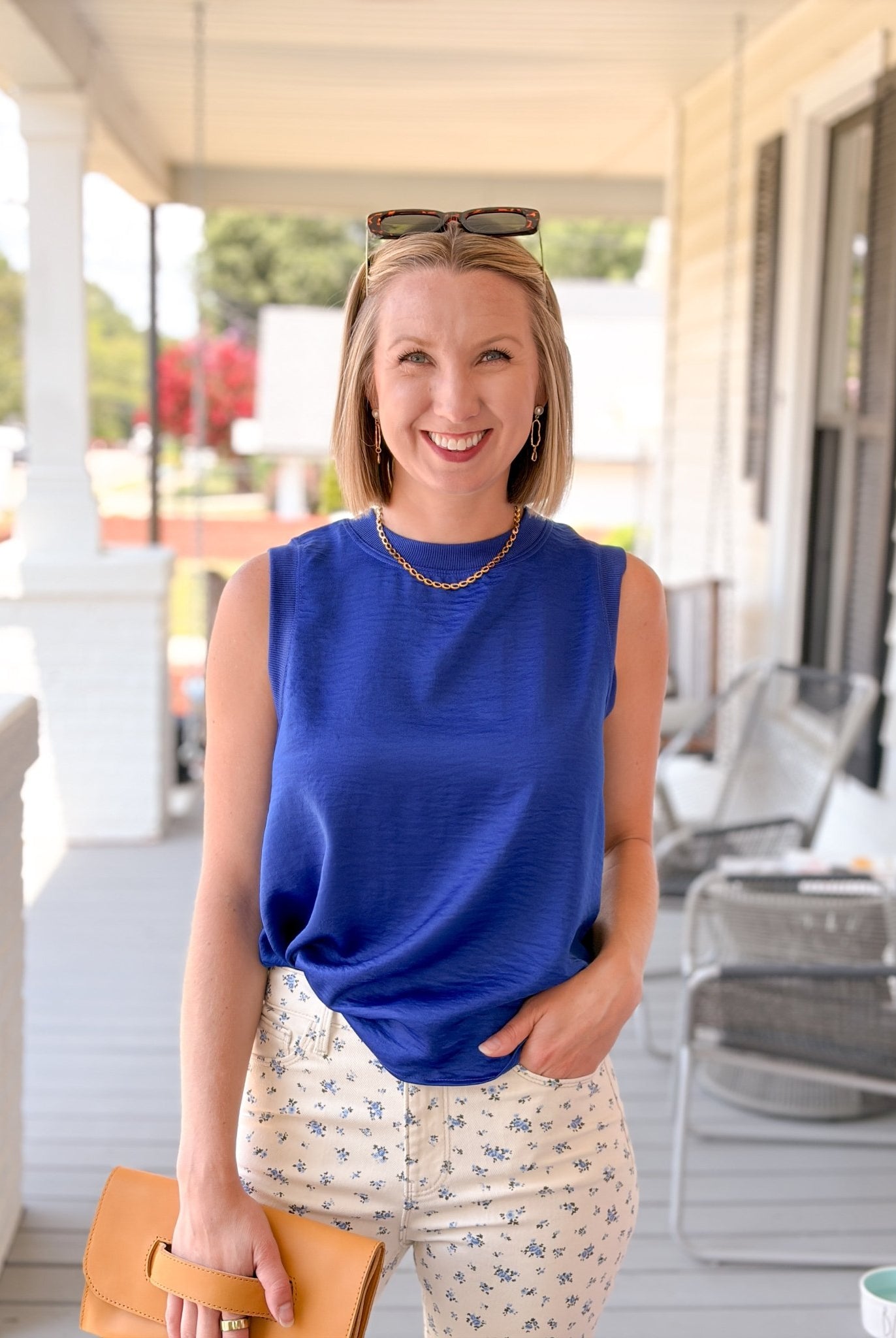Rose & Lee Co Mavis Top, Royal Blue Work Tops
