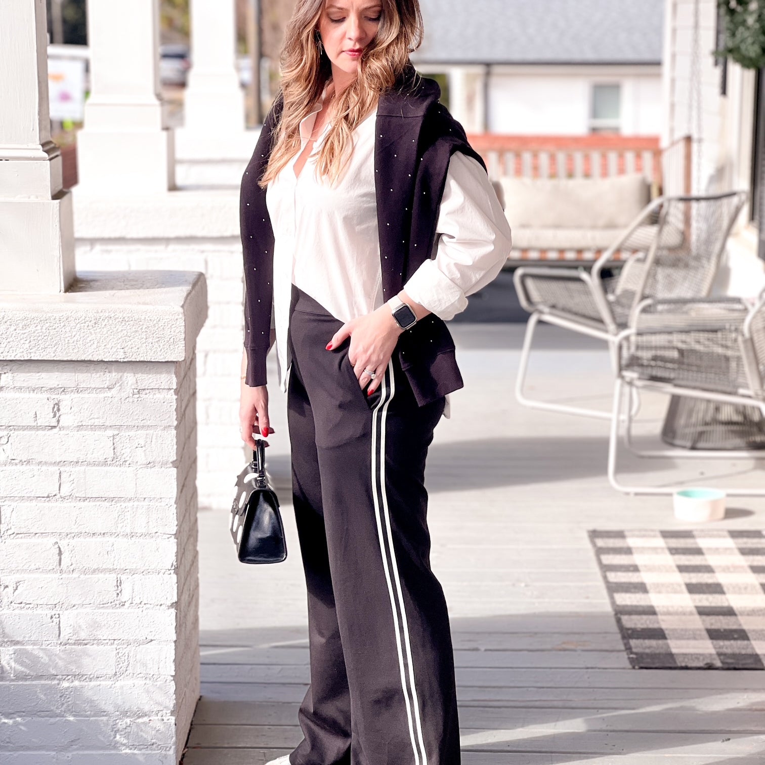 Black Wide Leg Track Pants