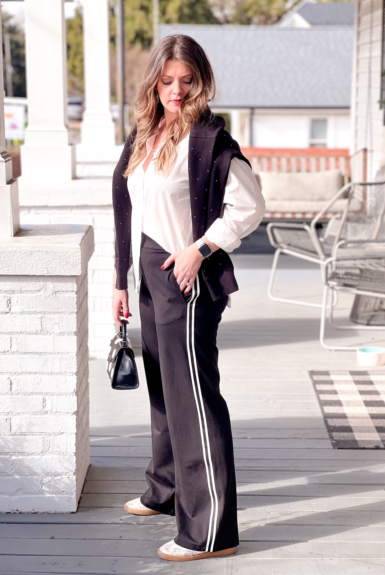 Black Wide Leg Track Pants