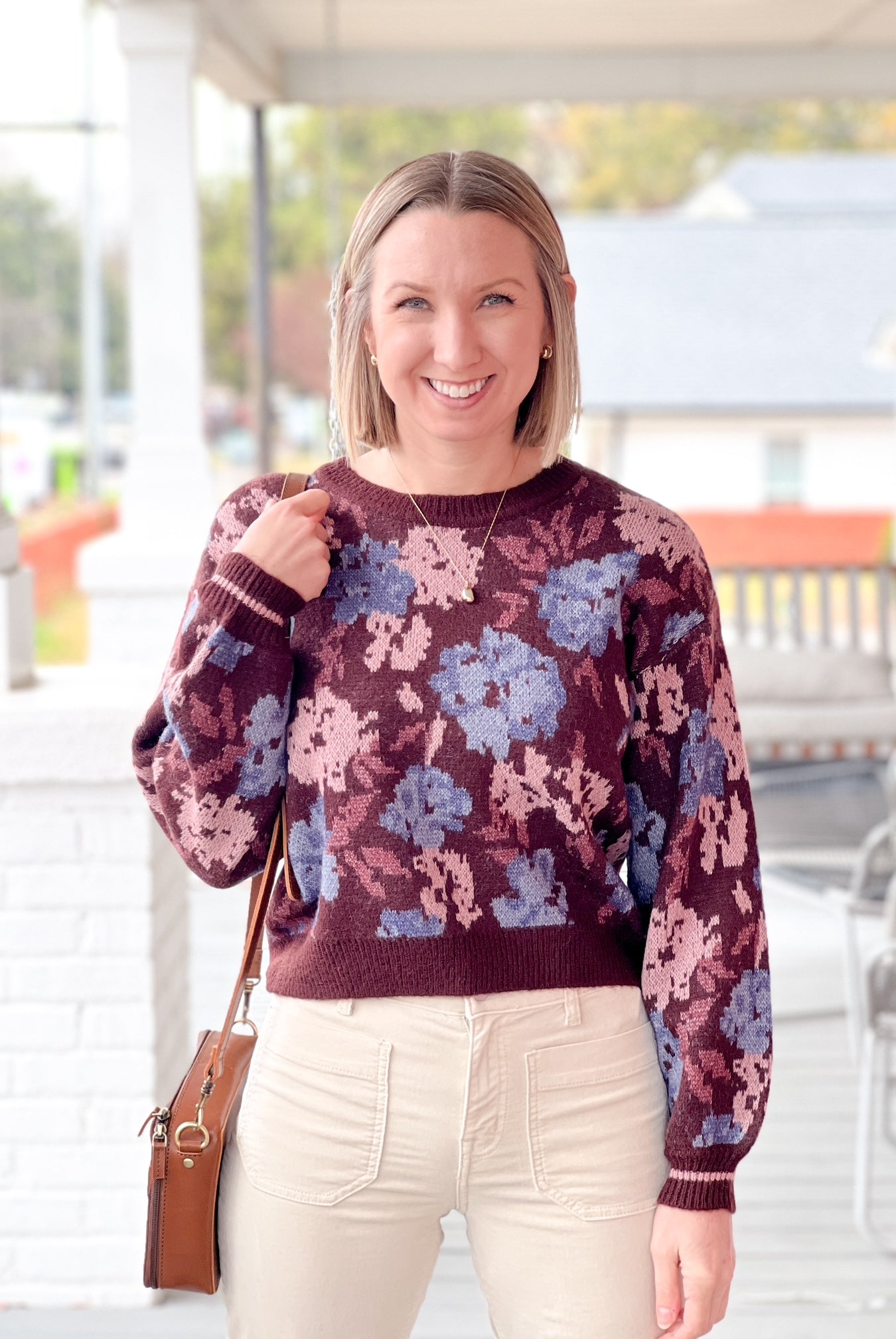 Multi Colored Floral Print Long Sleeve Sweater