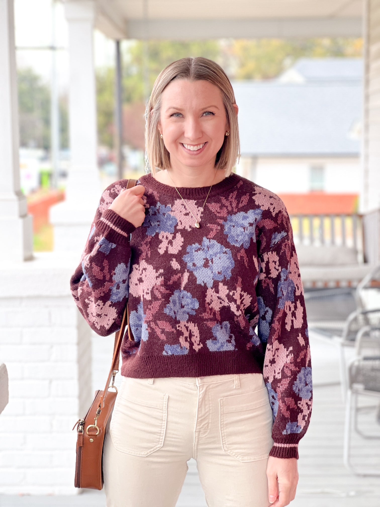 Multi Colored Floral Print Long Sleeve Sweater