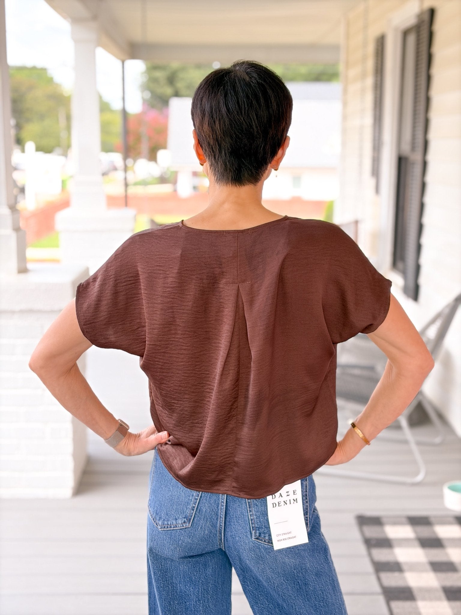 Rose & Lee Co Milana Top, Brown Work Tops