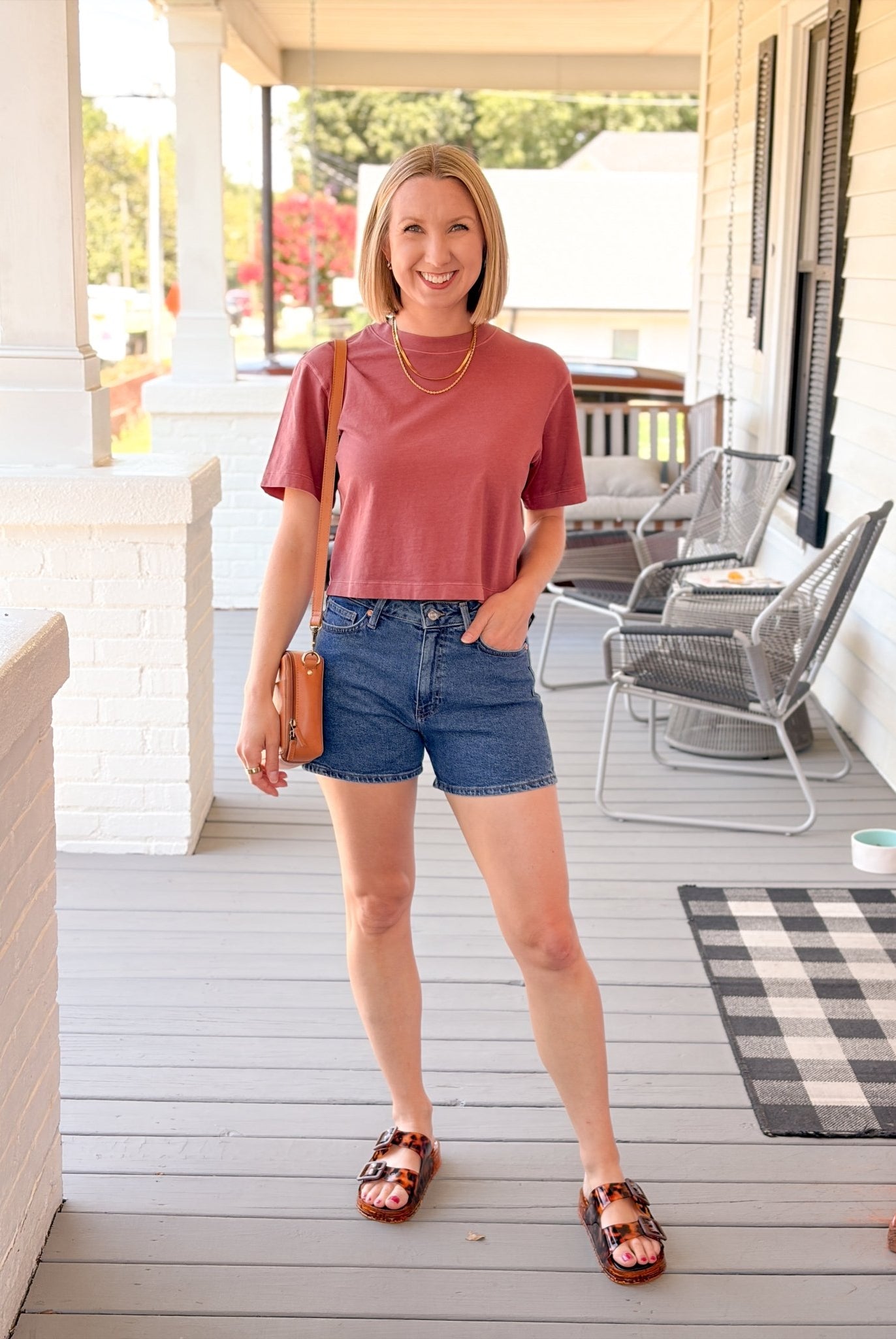 Rose & Lee Co Brecken Top, Marsala short sleeve