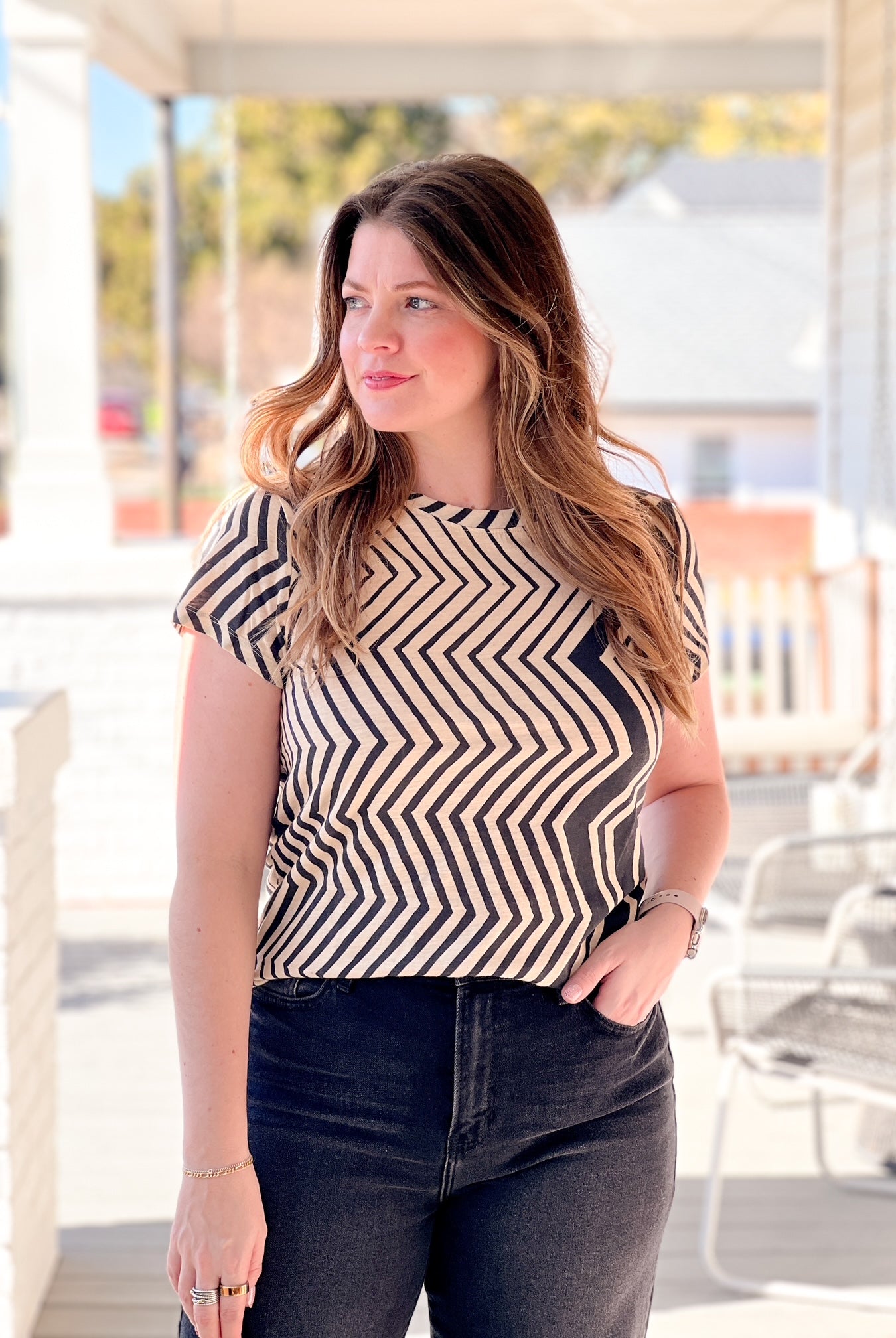 Chevron Stripe Short Sleeve Tee