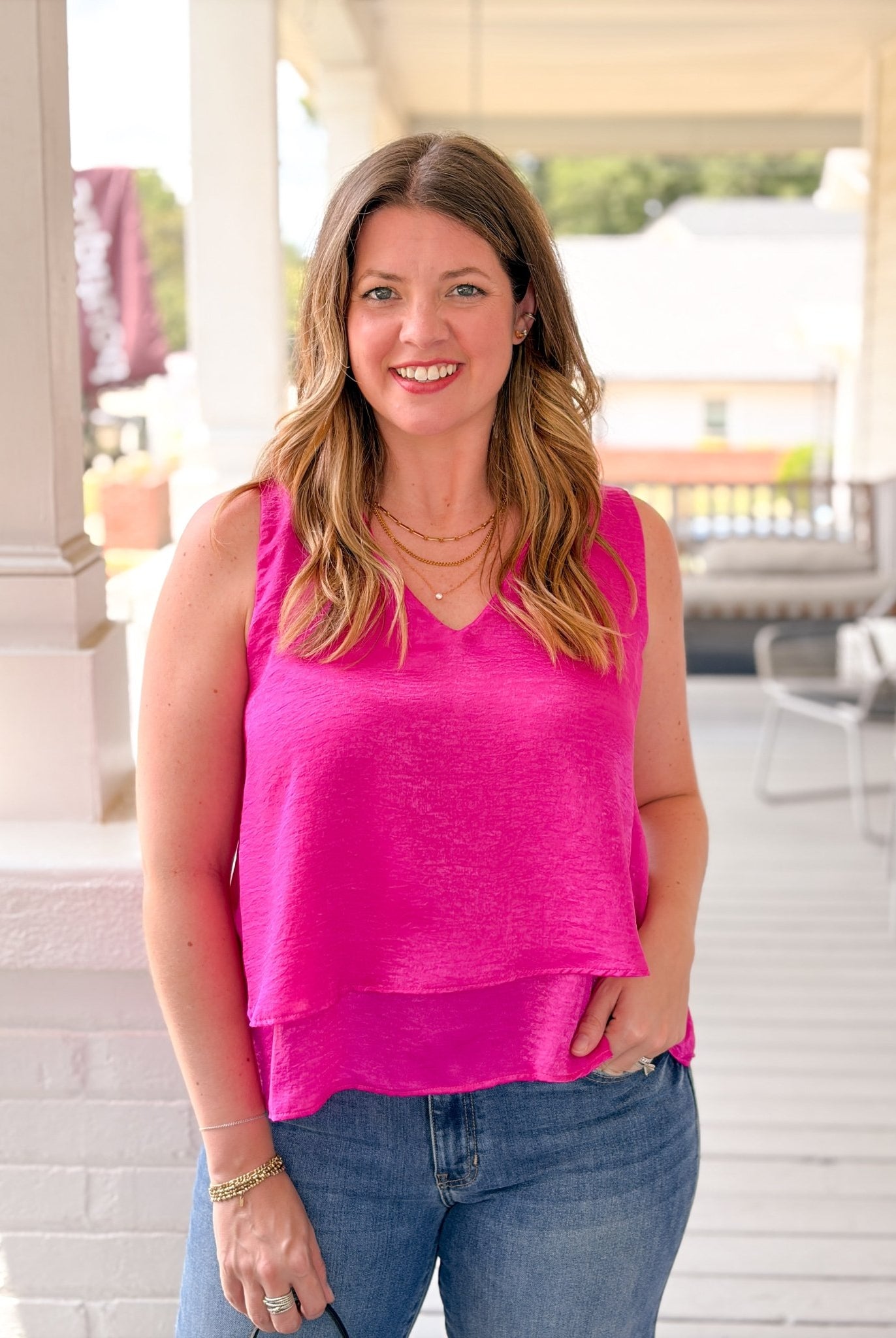Rose & Lee Co Jenna Top, Fuchsia Work Tops
