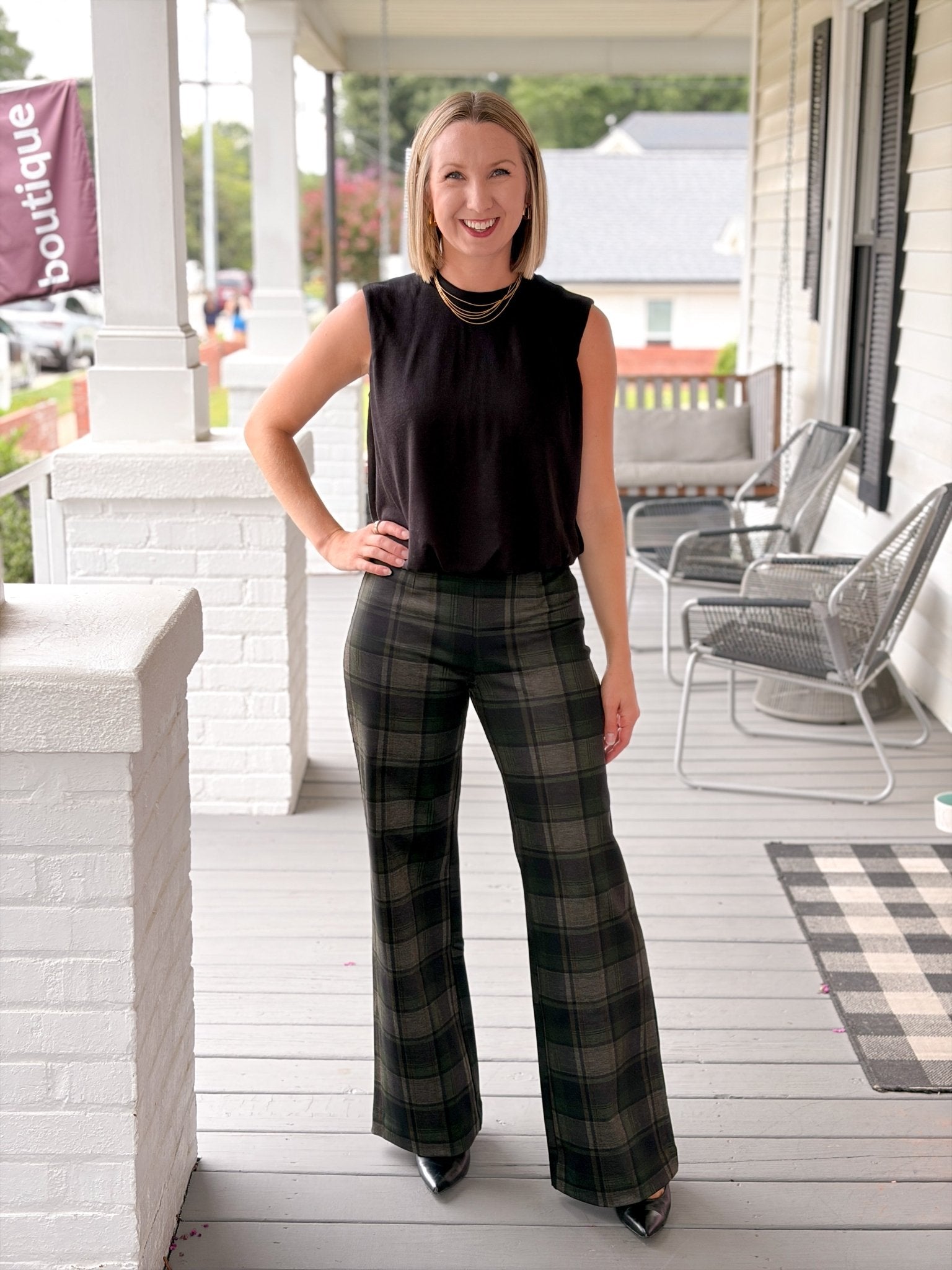 Rose & Lee Co Relay Pants, Kalamata Plaid by Sanctuary Pants